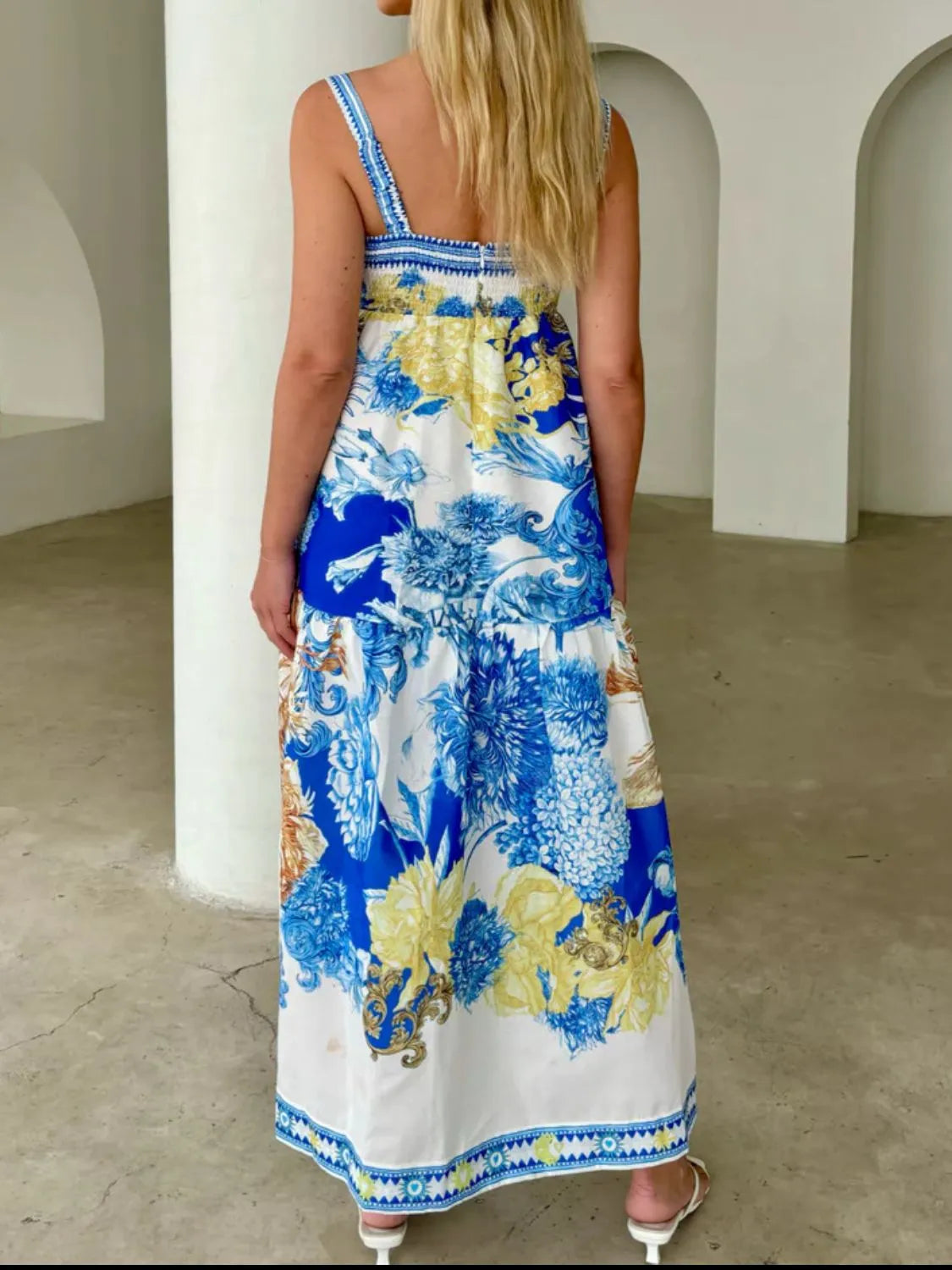 Printed Sleeveless Cami Dress in Blue