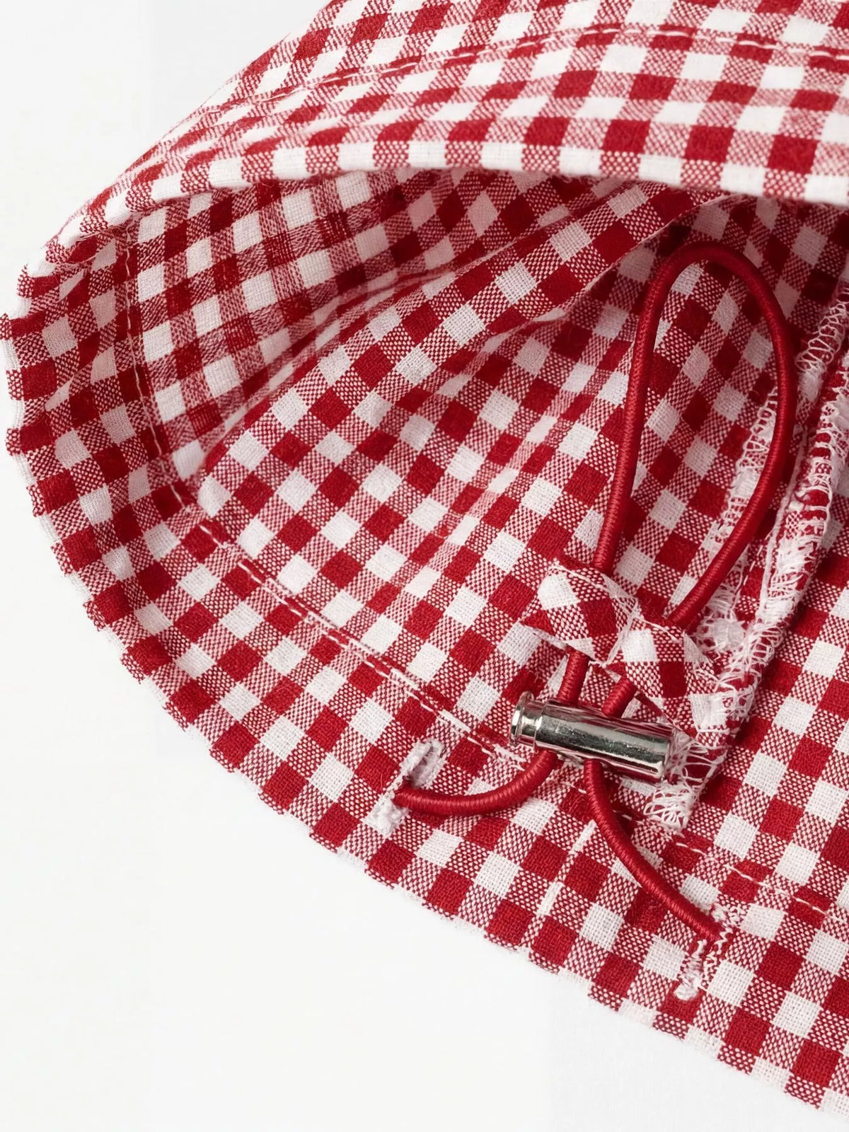 High-Waisted Gingham Drawstring Wide-Leg Pants