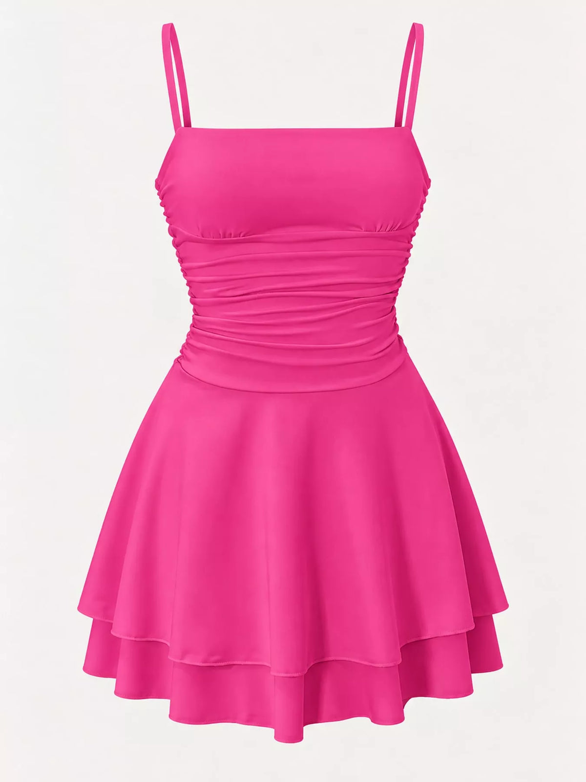 Ruched Spaghetti Strap Mini Dress