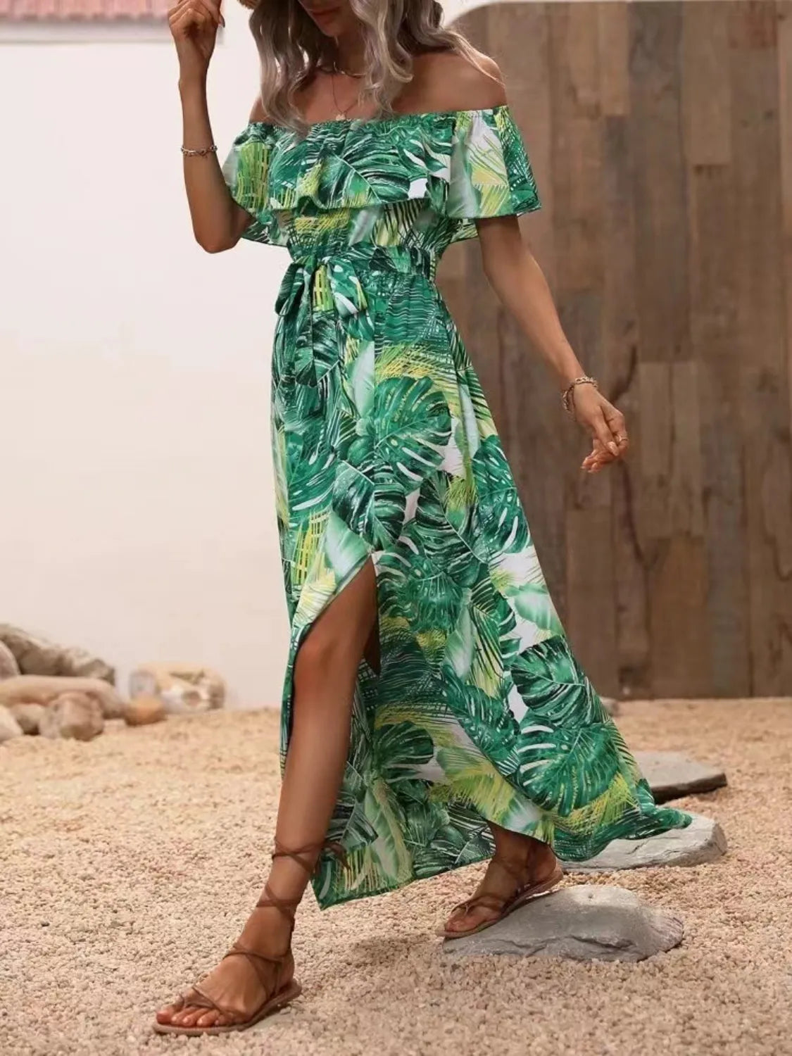 Ruffled Off-Shoulder Maxi Dress