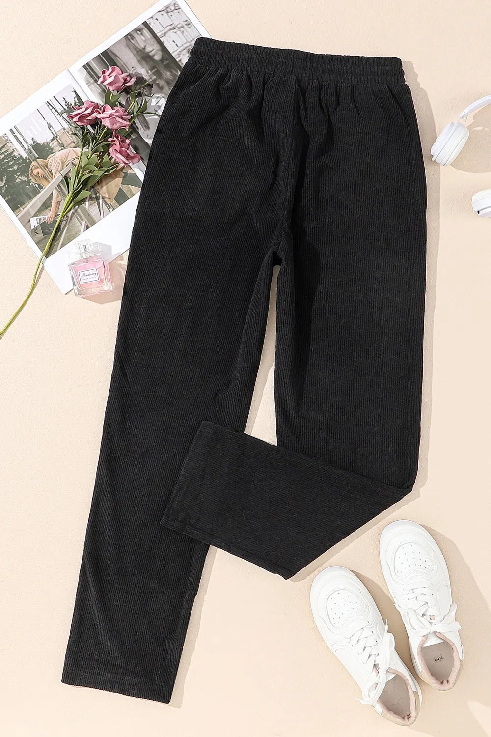 Drawstring Straight Leg Pants with Pockets