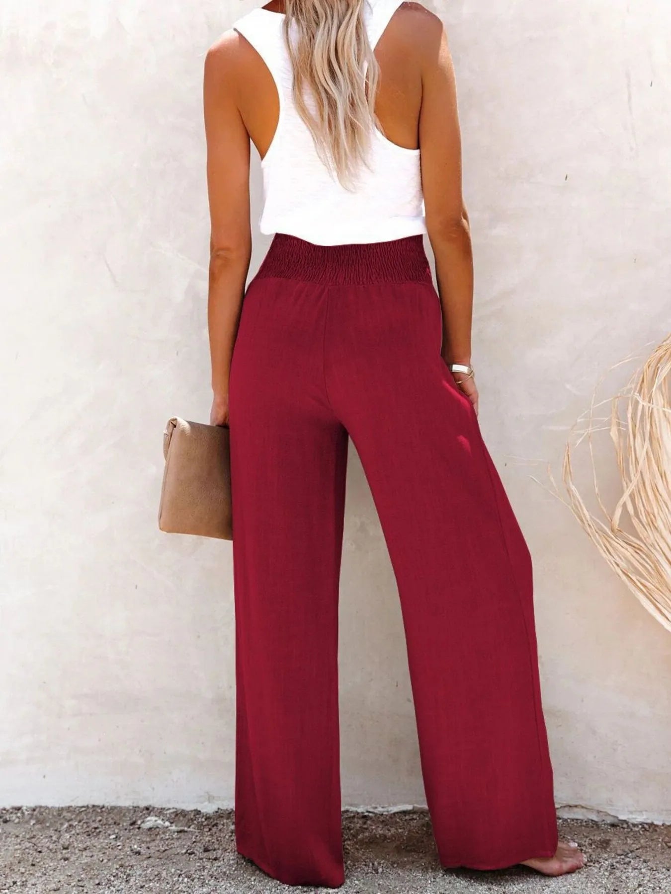 Textured Wide-Leg Pants