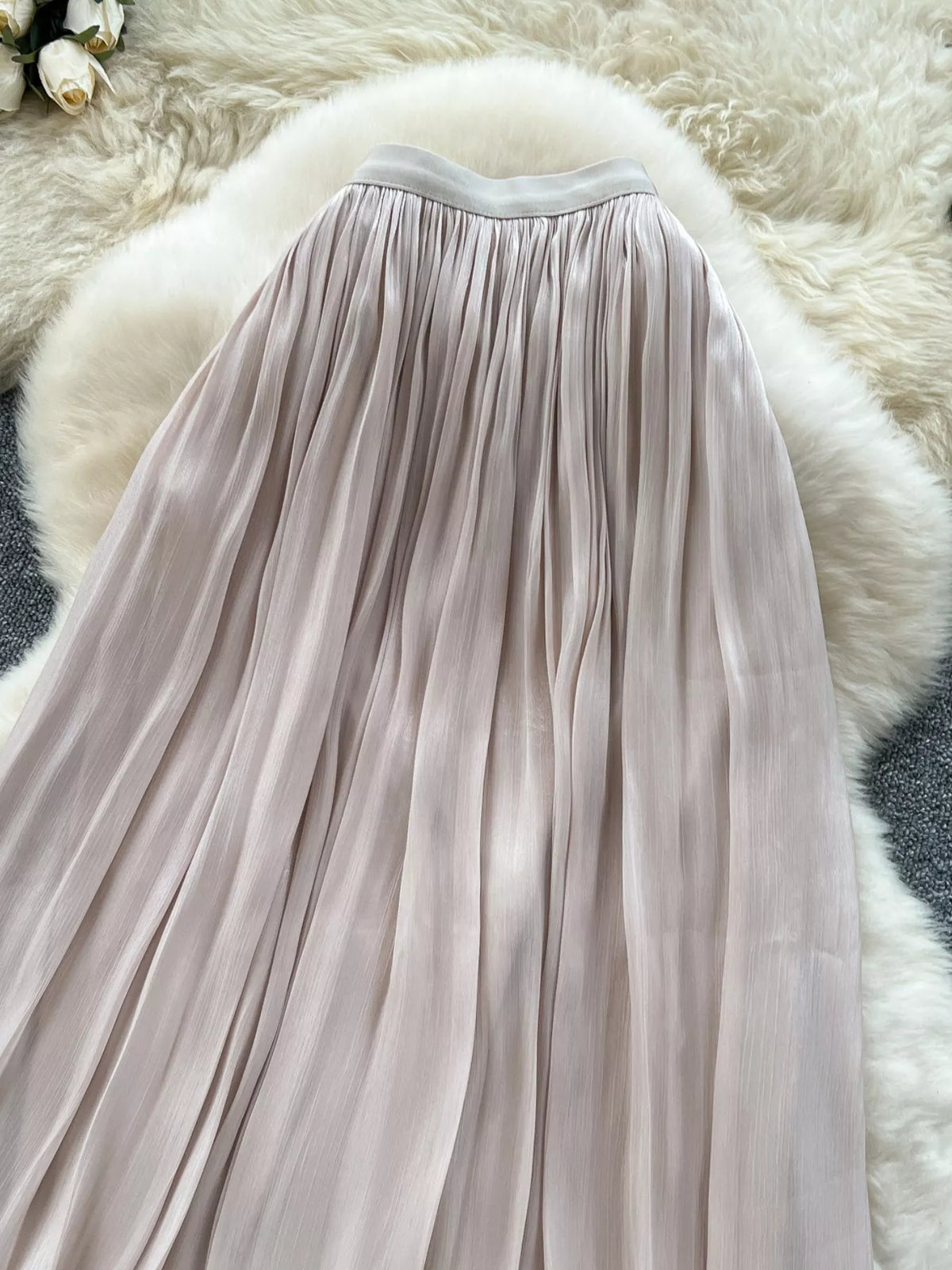 Pleated High-Waist Maxi Skirt
