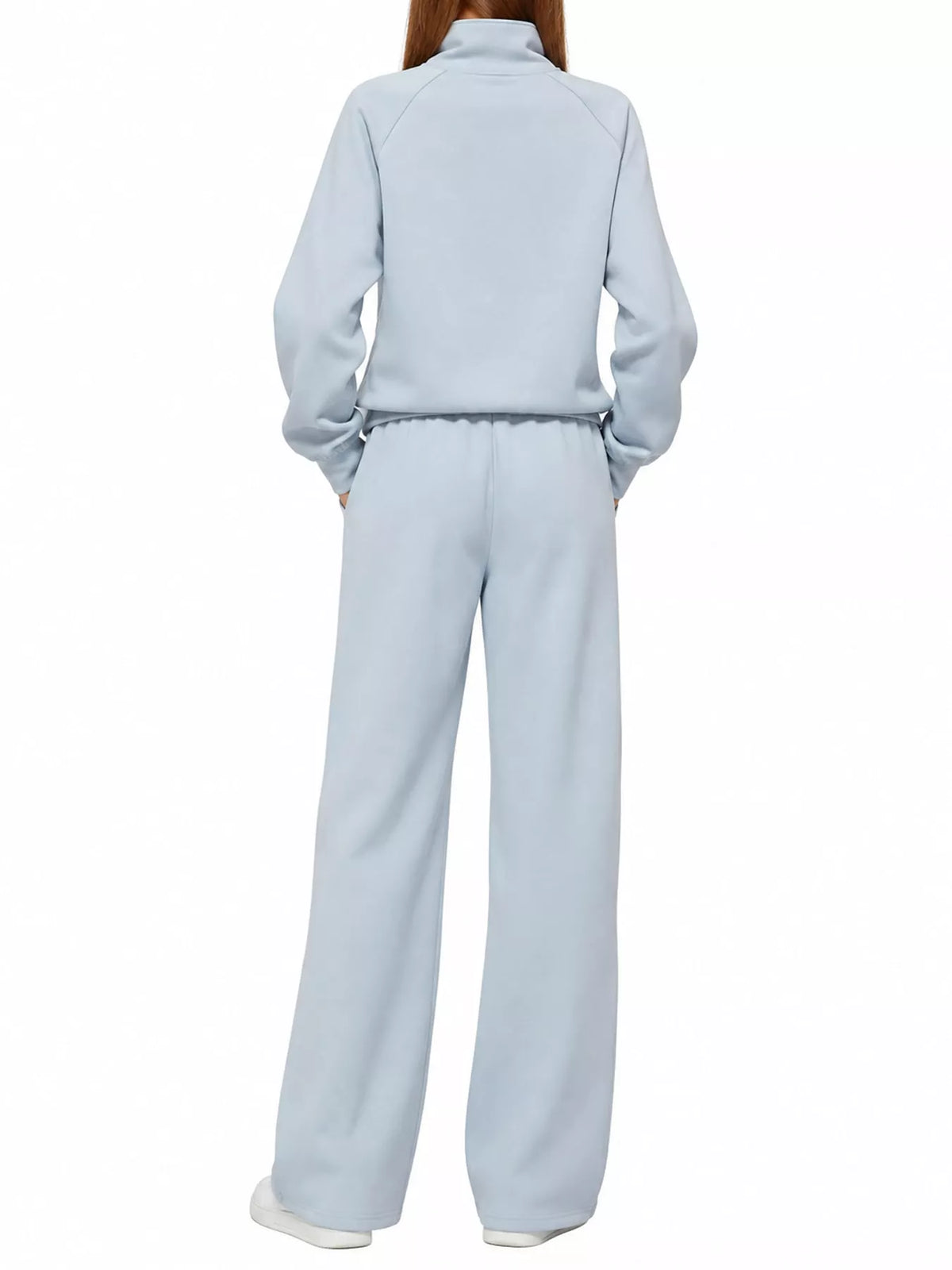 Half-Zip Sweatshirt and Wide-Leg Pants Set