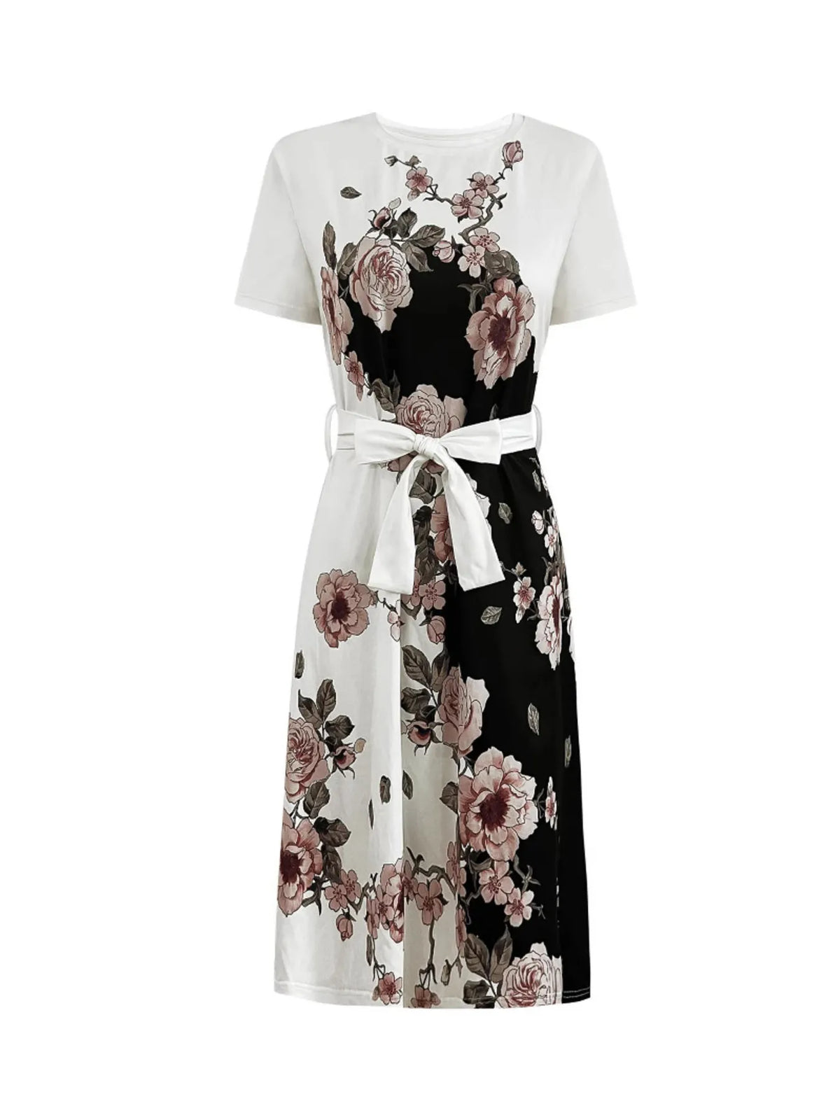 Floral Midi Dress in White