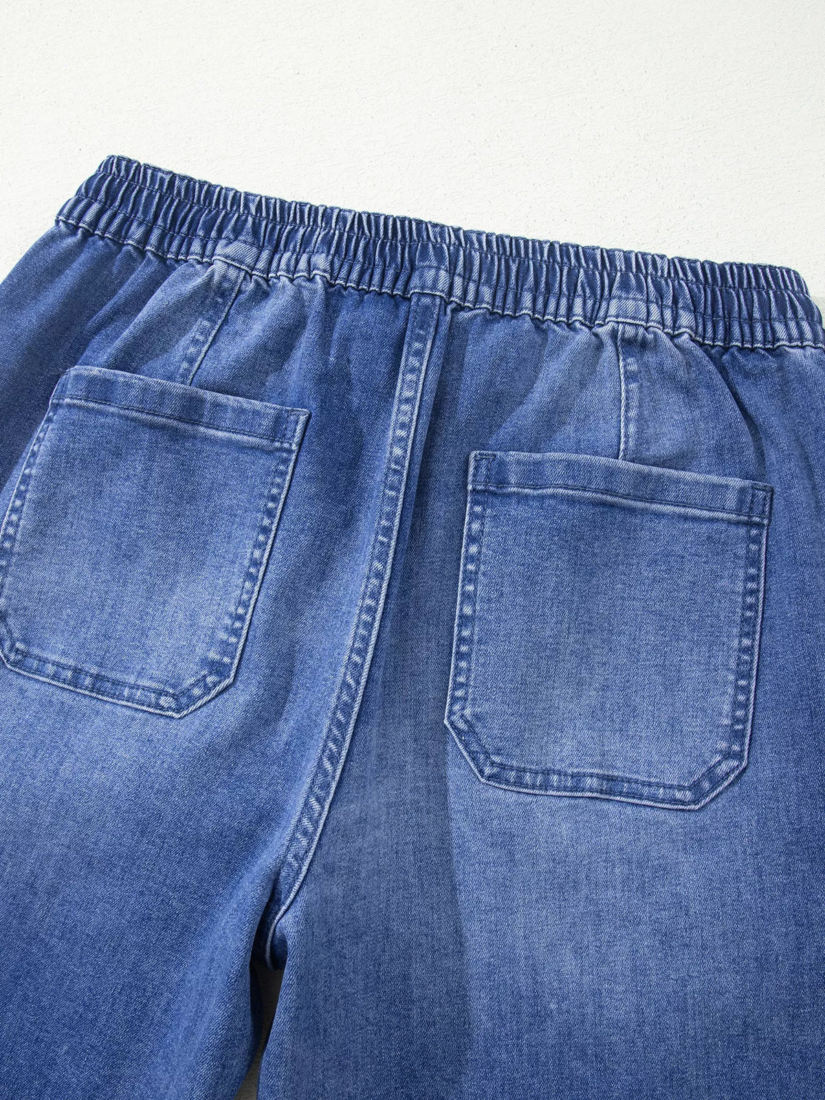 Drawstring Ankle Jeans in Dusty Blue