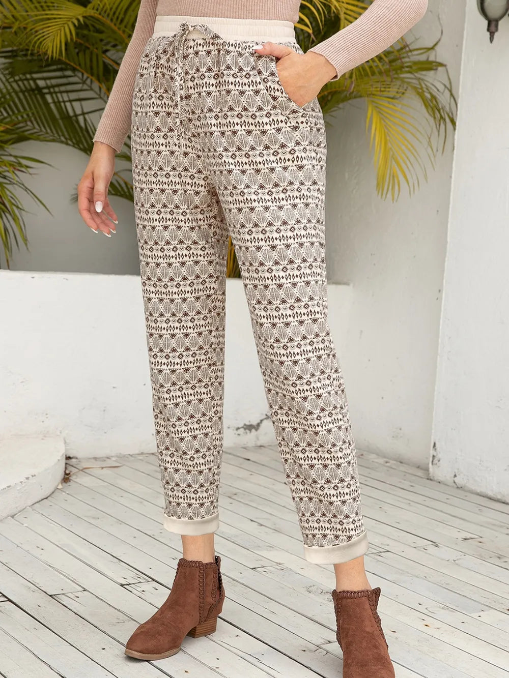 Ivy Lane Tied Printed Pants