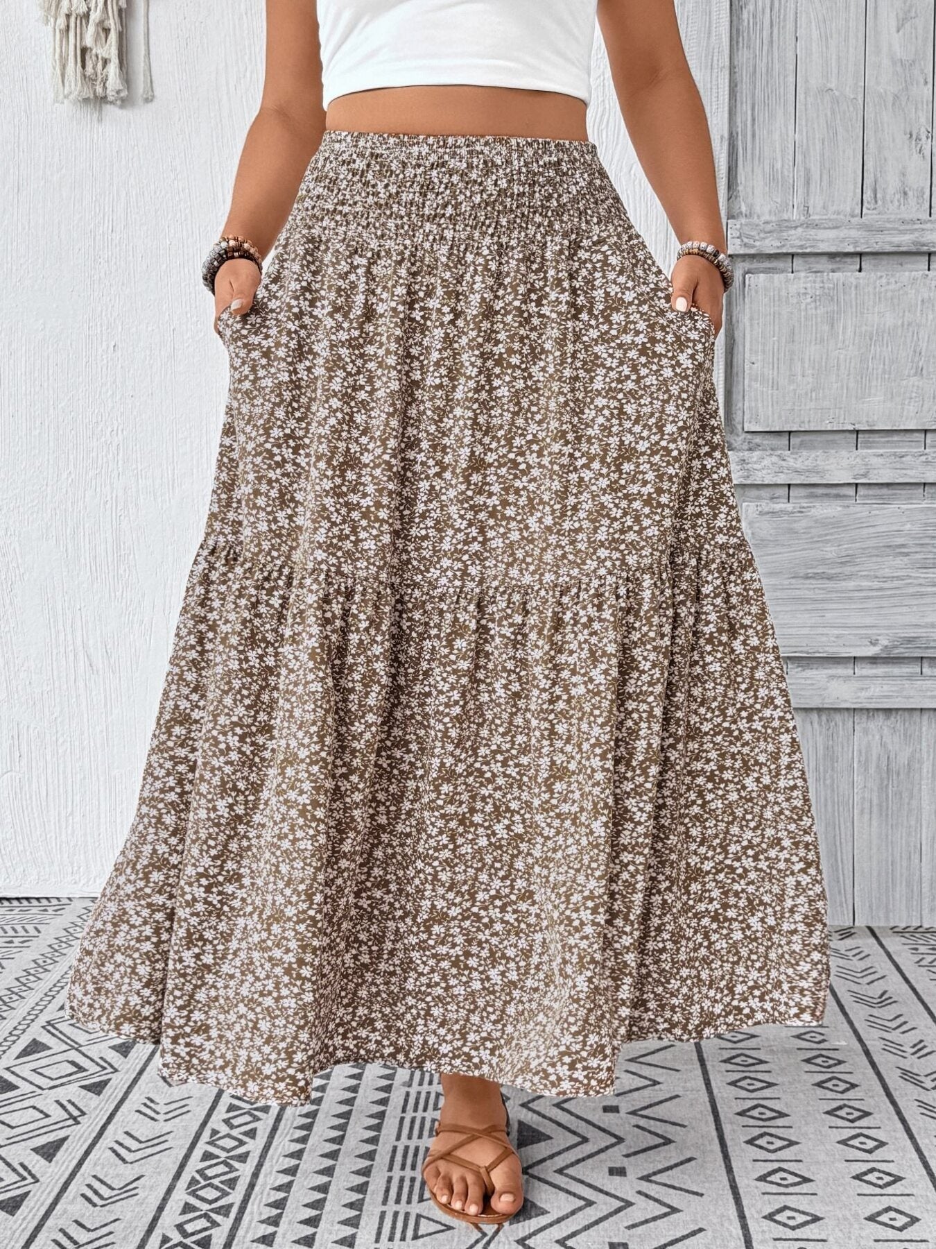 Floral Print Tiered Skirt