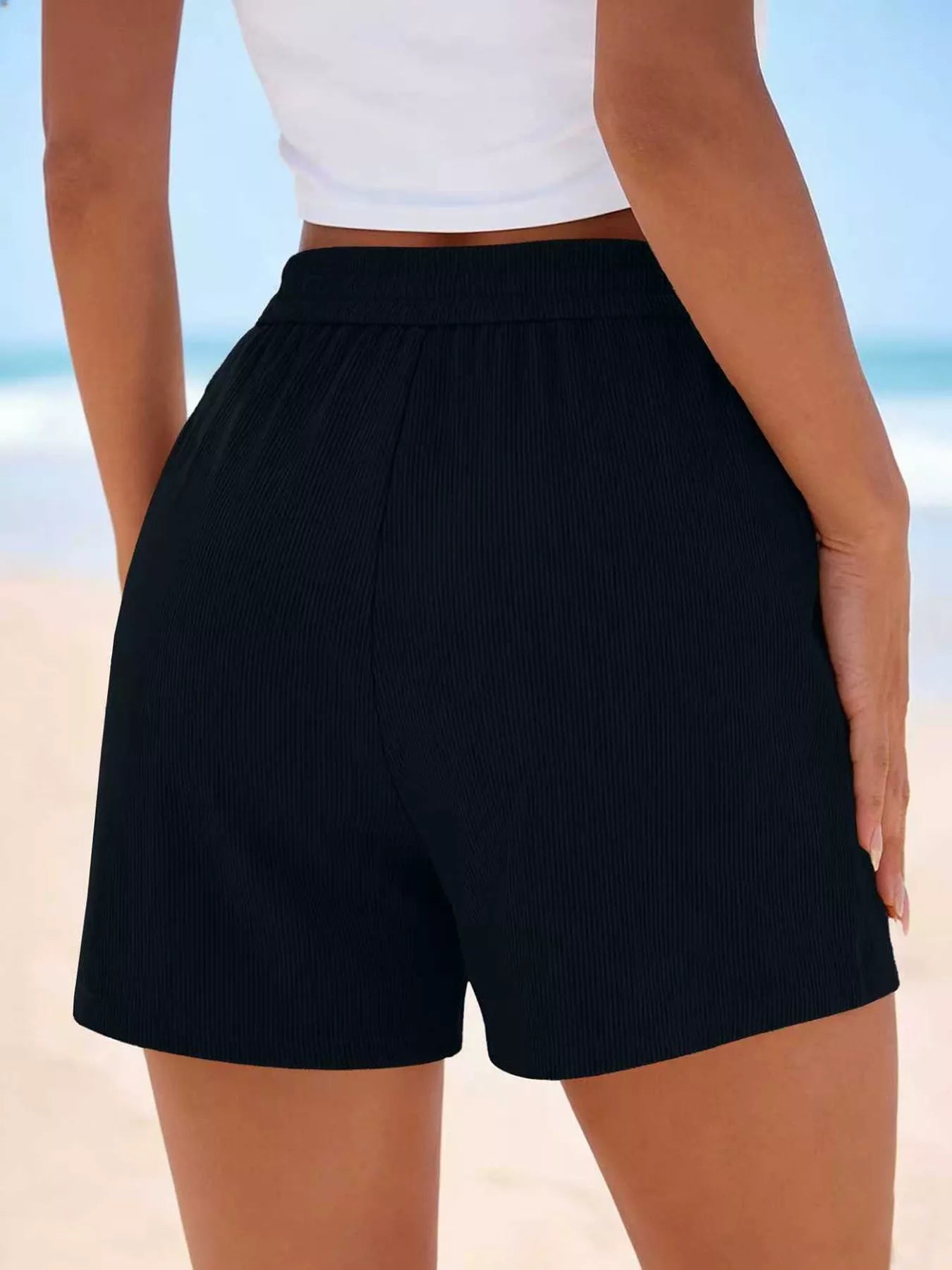 Ribbed High-Waisted Shorts
