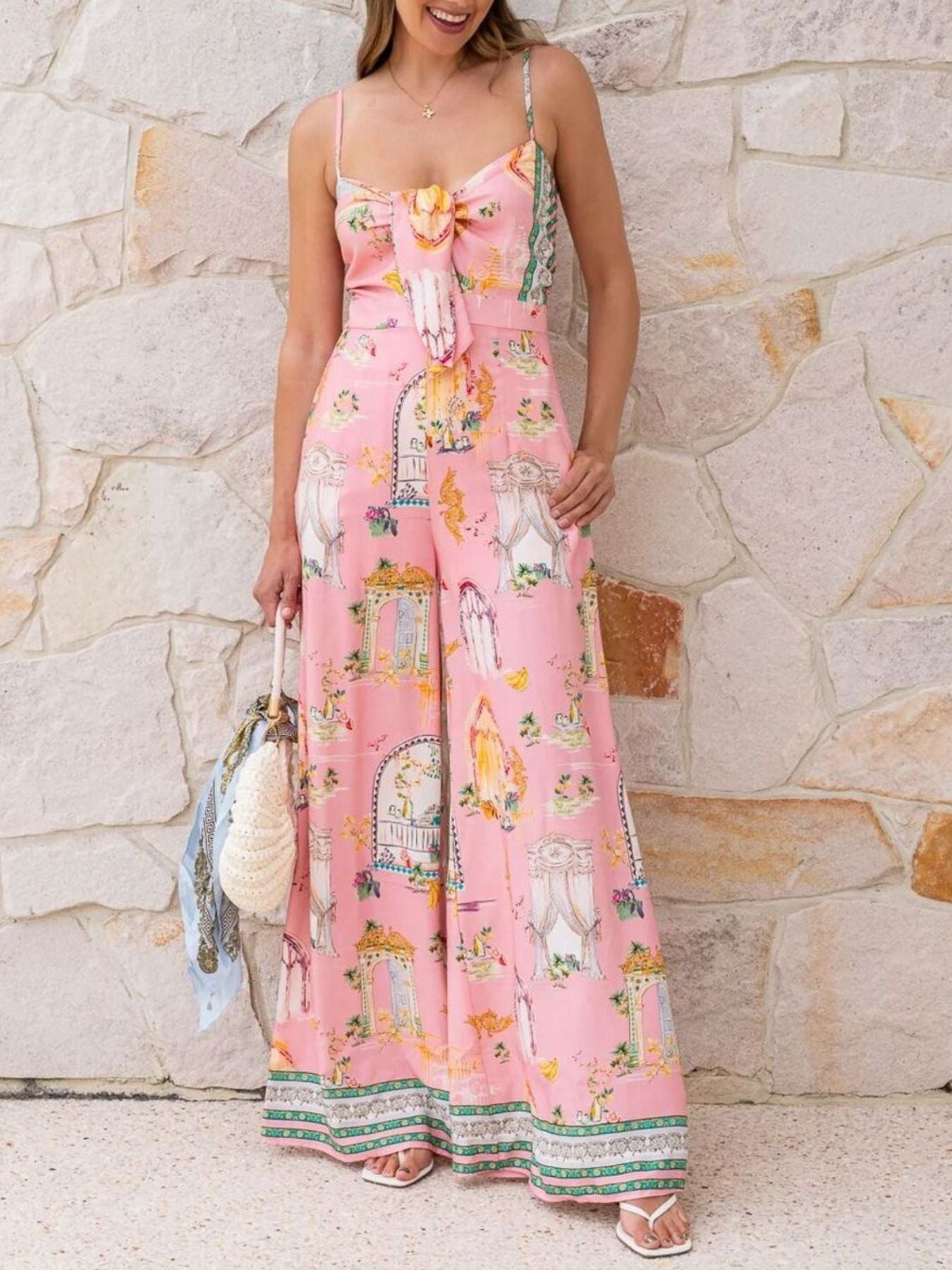 Tie-Front Wide Leg Jumpsuit