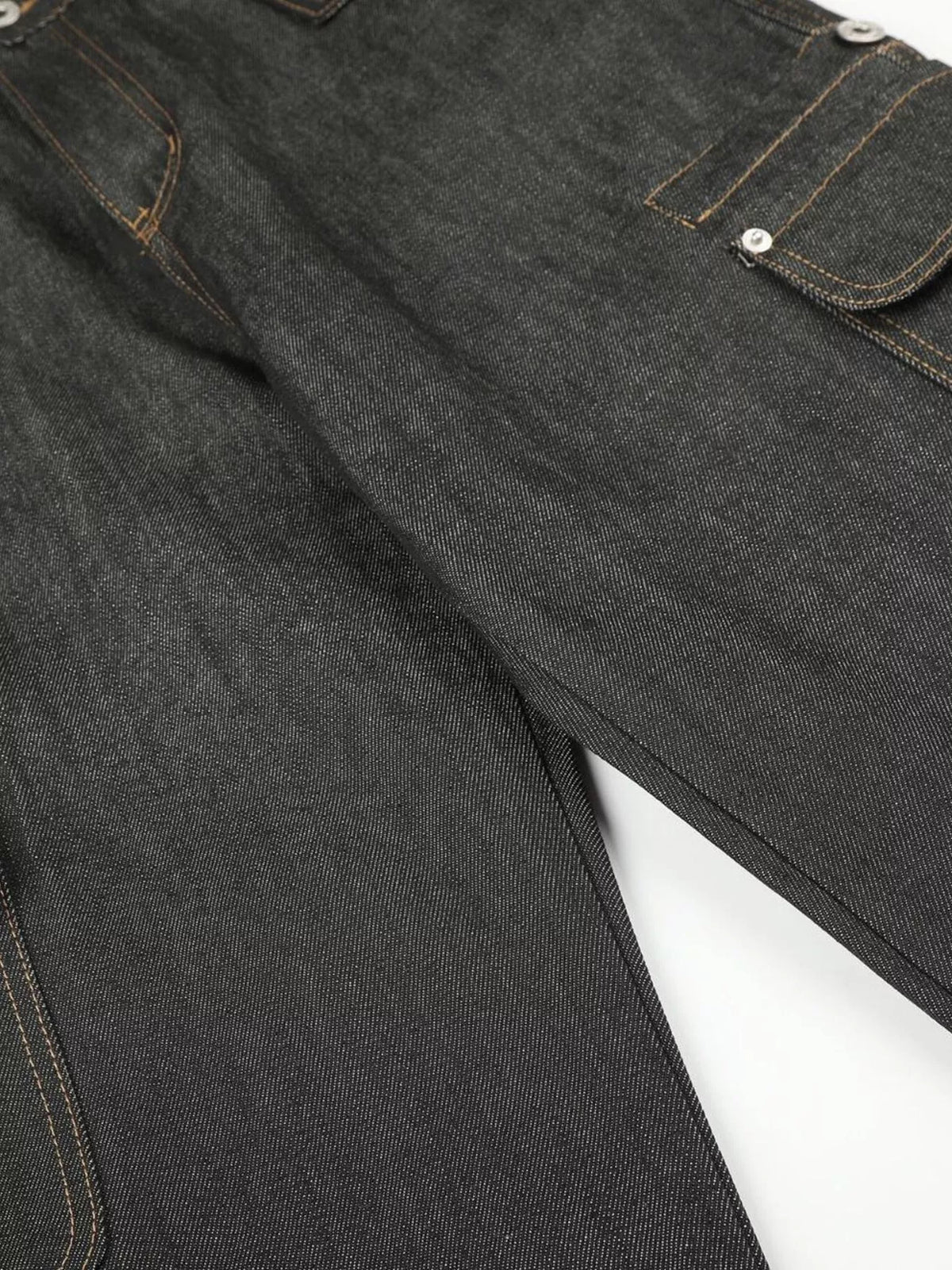 High-Waisted Washed Wide-Leg Jeans in Black by TrendMaster