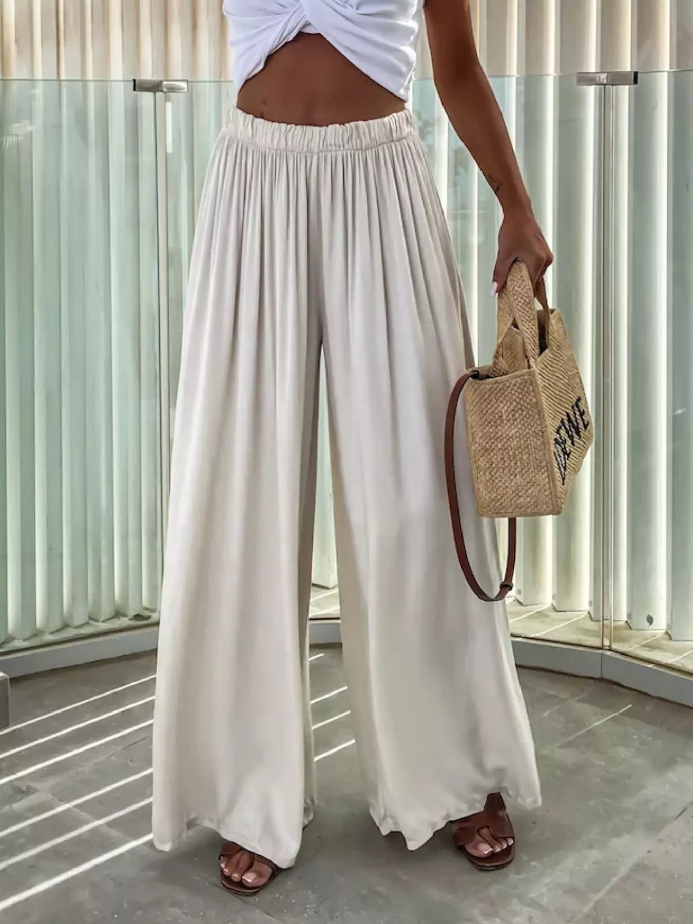 Paperbag Waist Wide-Leg Pants