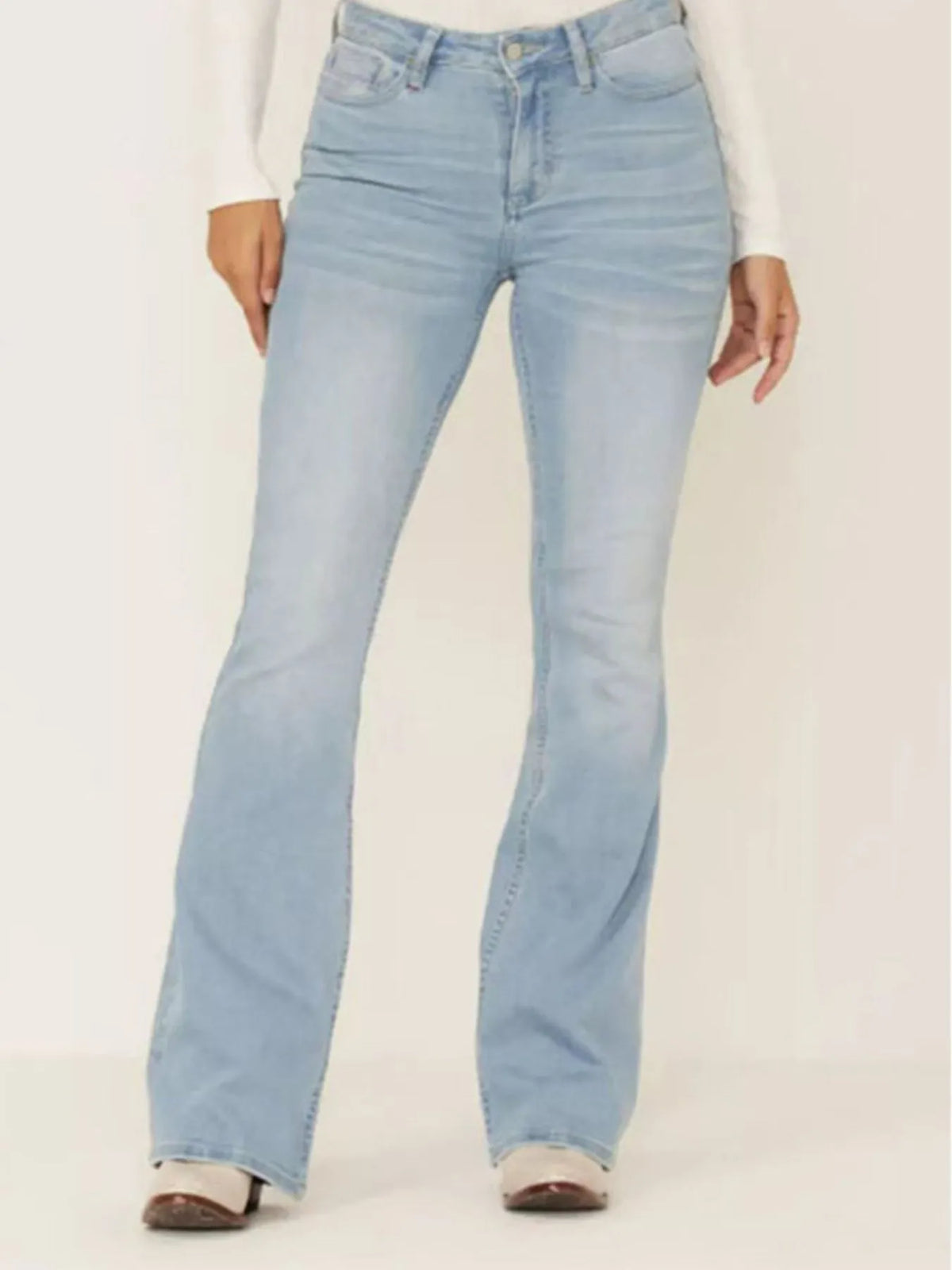 Full Size Wash Flare Jeans with Pockets