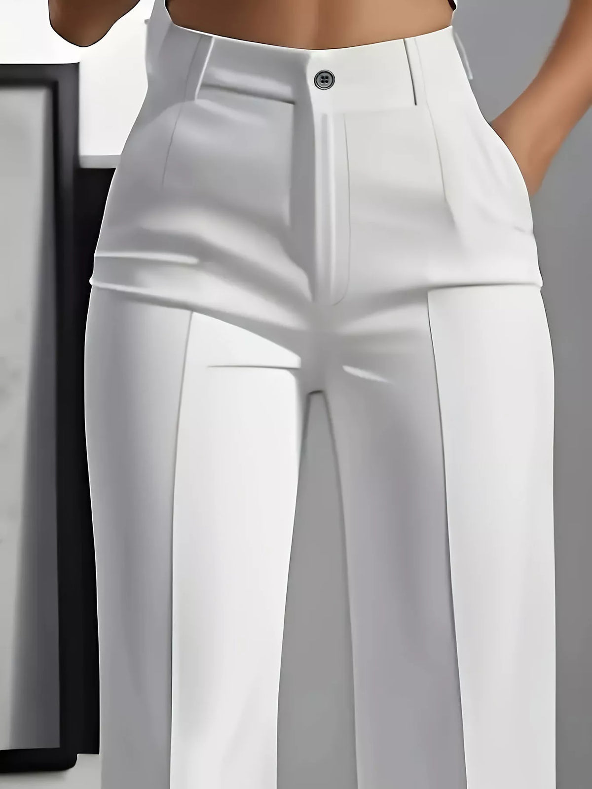 High-Waisted Wide-Leg Pants with Seam Detail