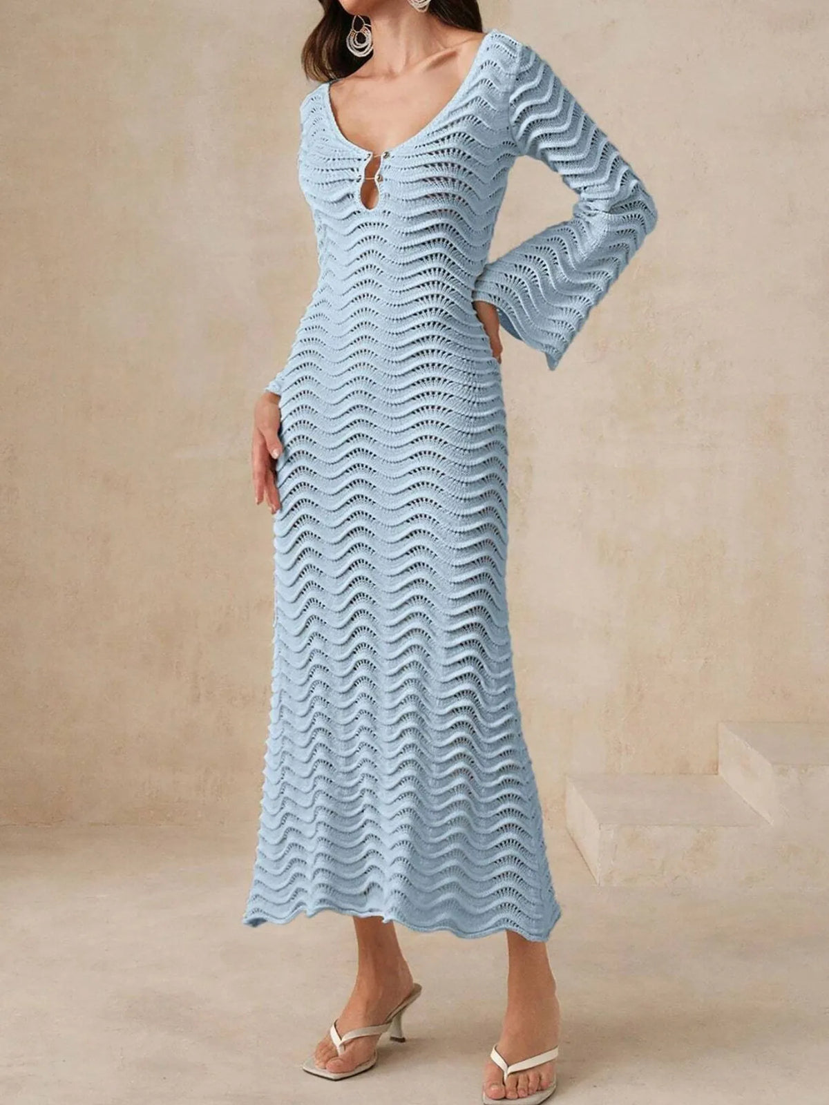 Openwork Crochet Maxi Dress with Cutouts