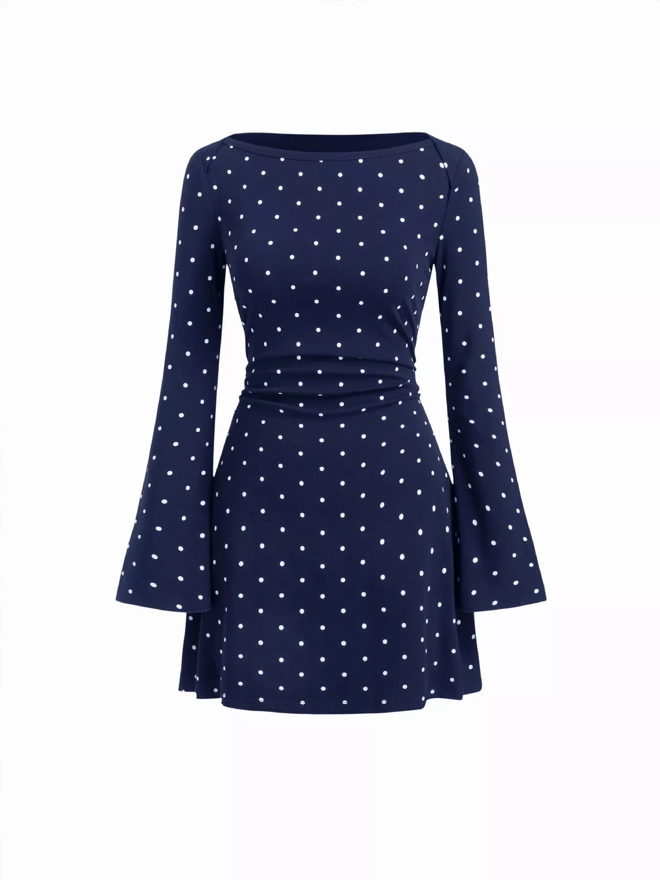 Polka Dot Flare-Sleeve Mini Dress