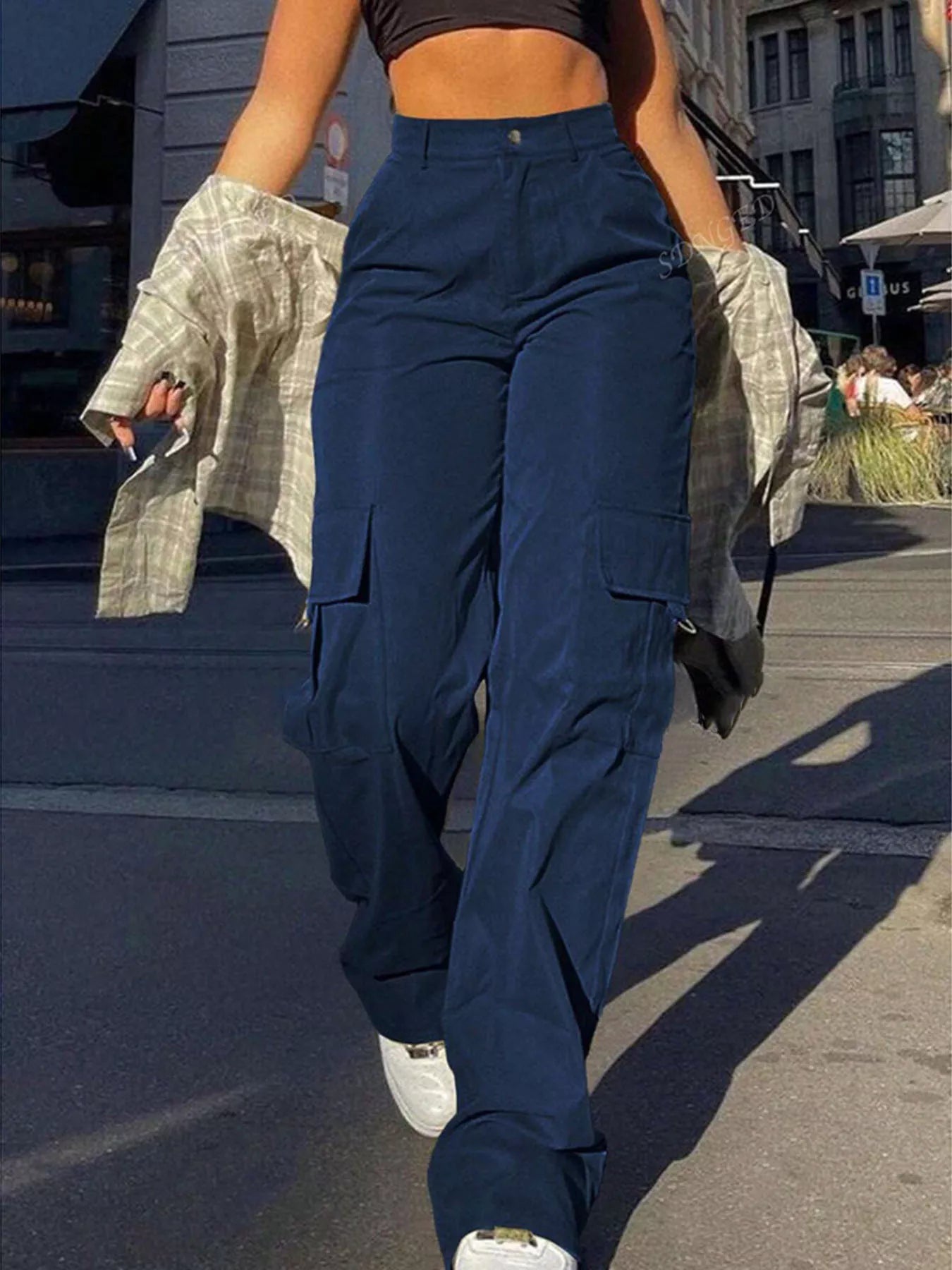 High-Waisted Cargo Pants, Plus Size