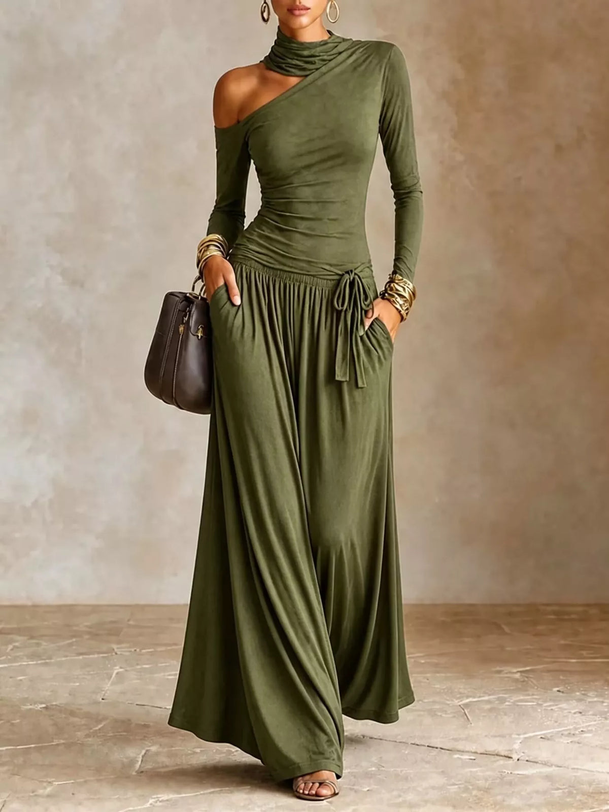Asymmetric Cutout Maxi Dress