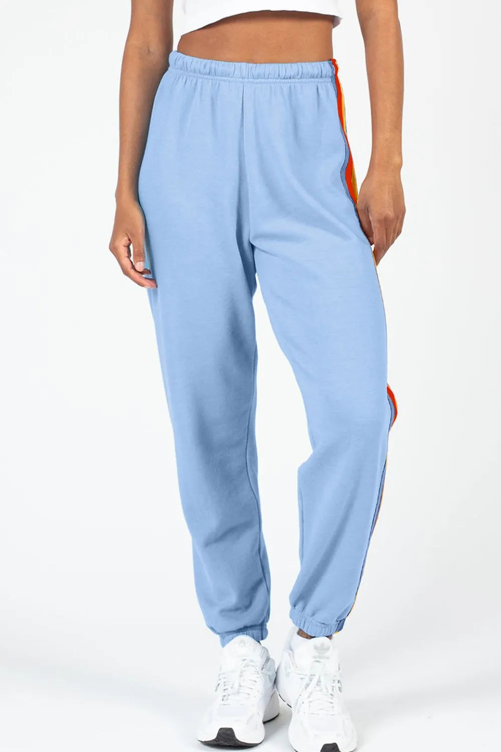 Contrast-Striped Elastic-Waist Active Pants