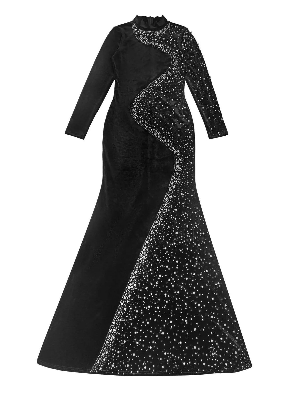 Rhinestone Velvet Mermaid Maxi Dress