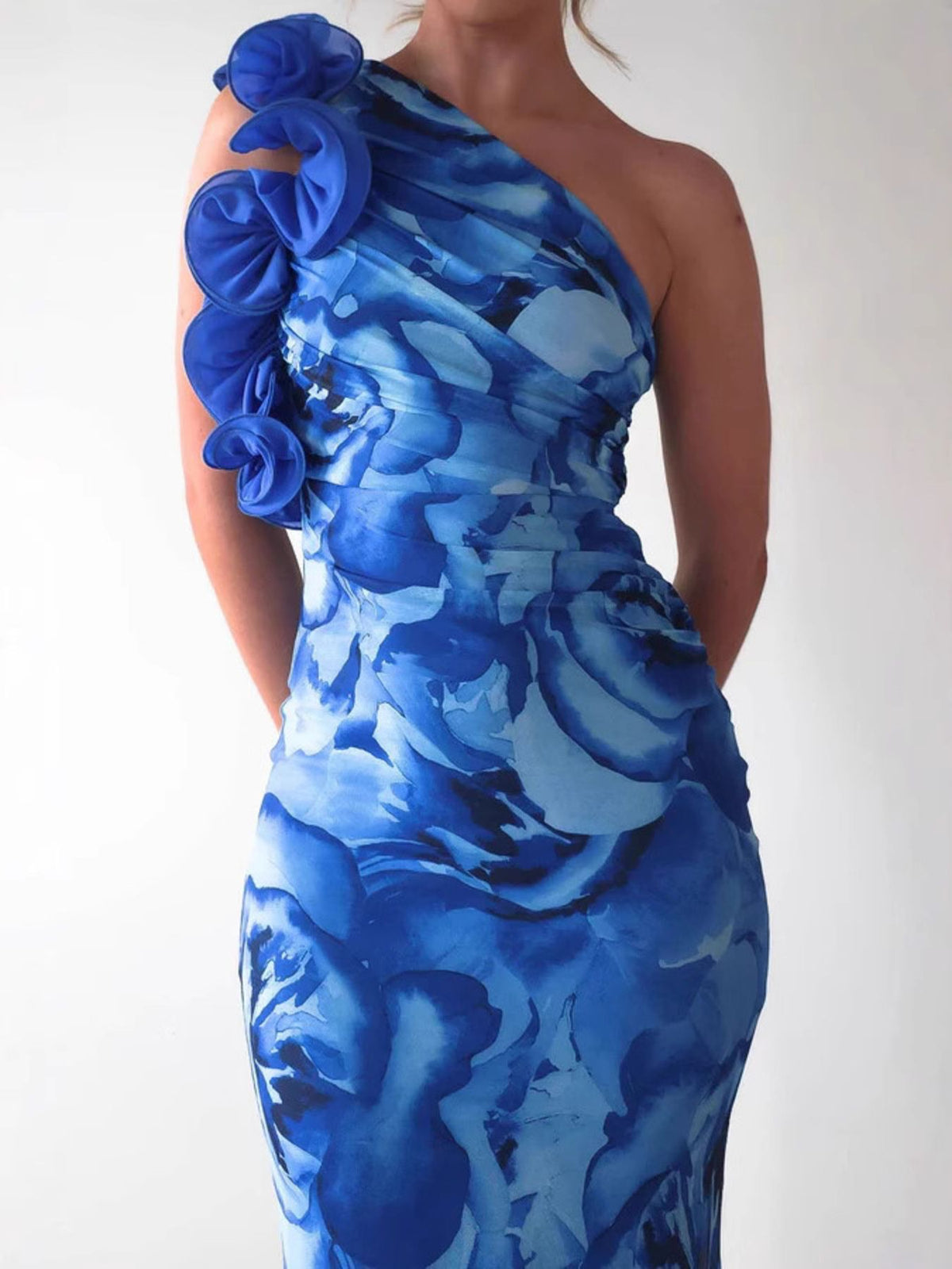 Floral One-Shoulder Maxi Dress