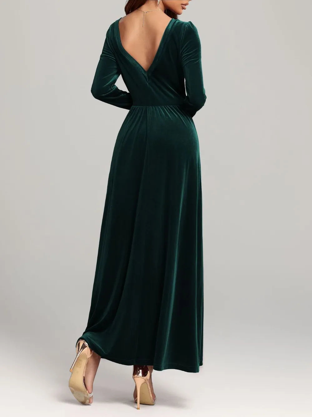 Velvet Square Neck Backless Dress