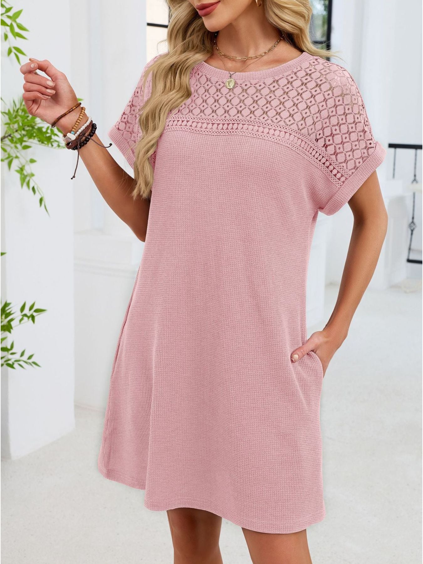 Lace Cutout T-Shirt Dress