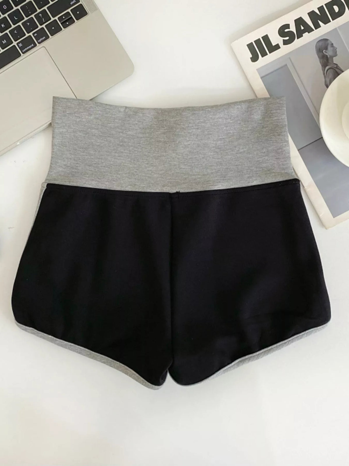High-Waisted Contrast Trim Shorts