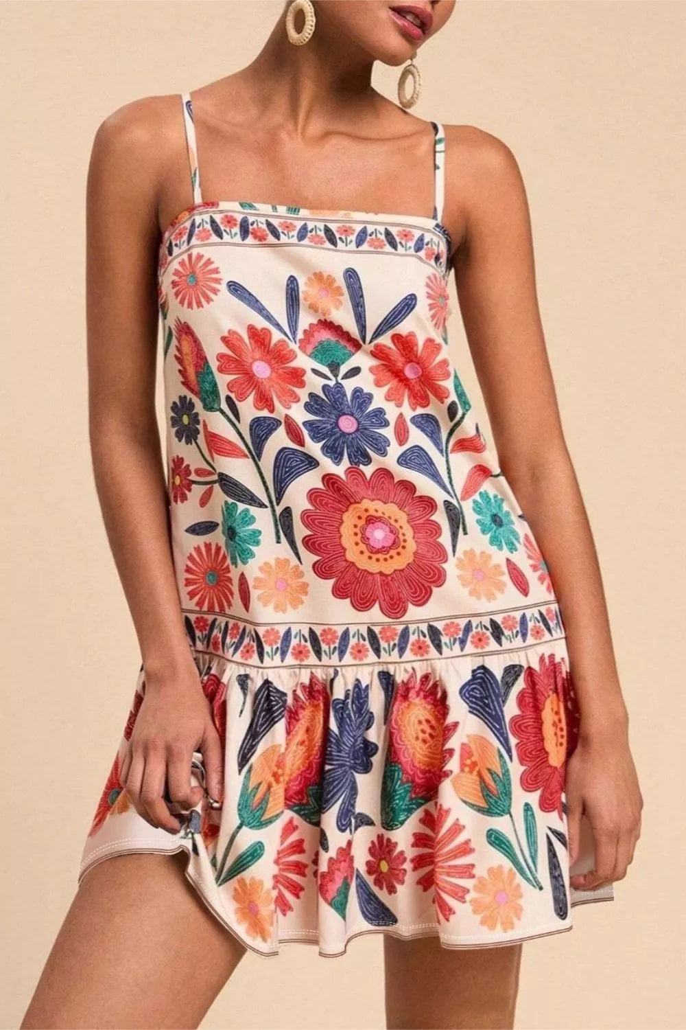 Floral Print Plus Size Mini Dress