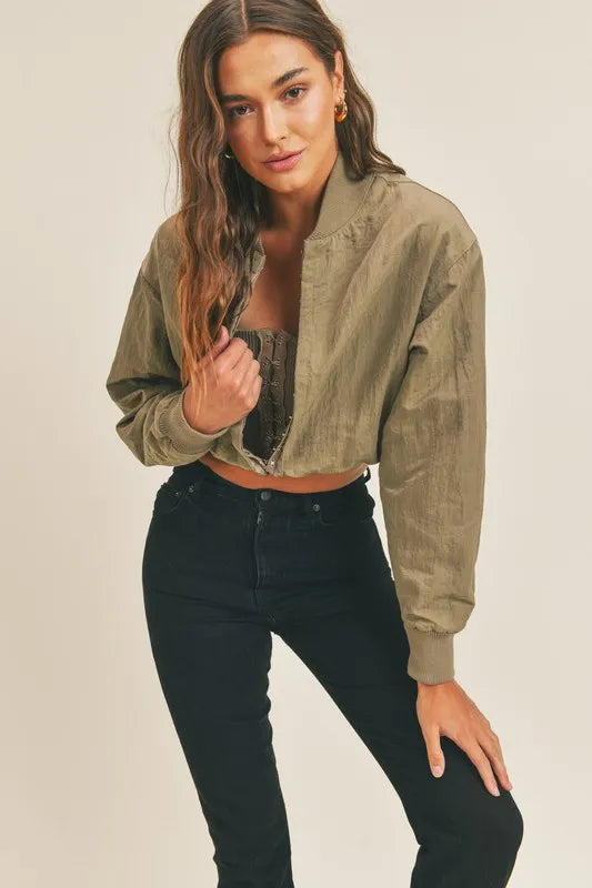 Long Sleeve Two-Way Jacket in Olive