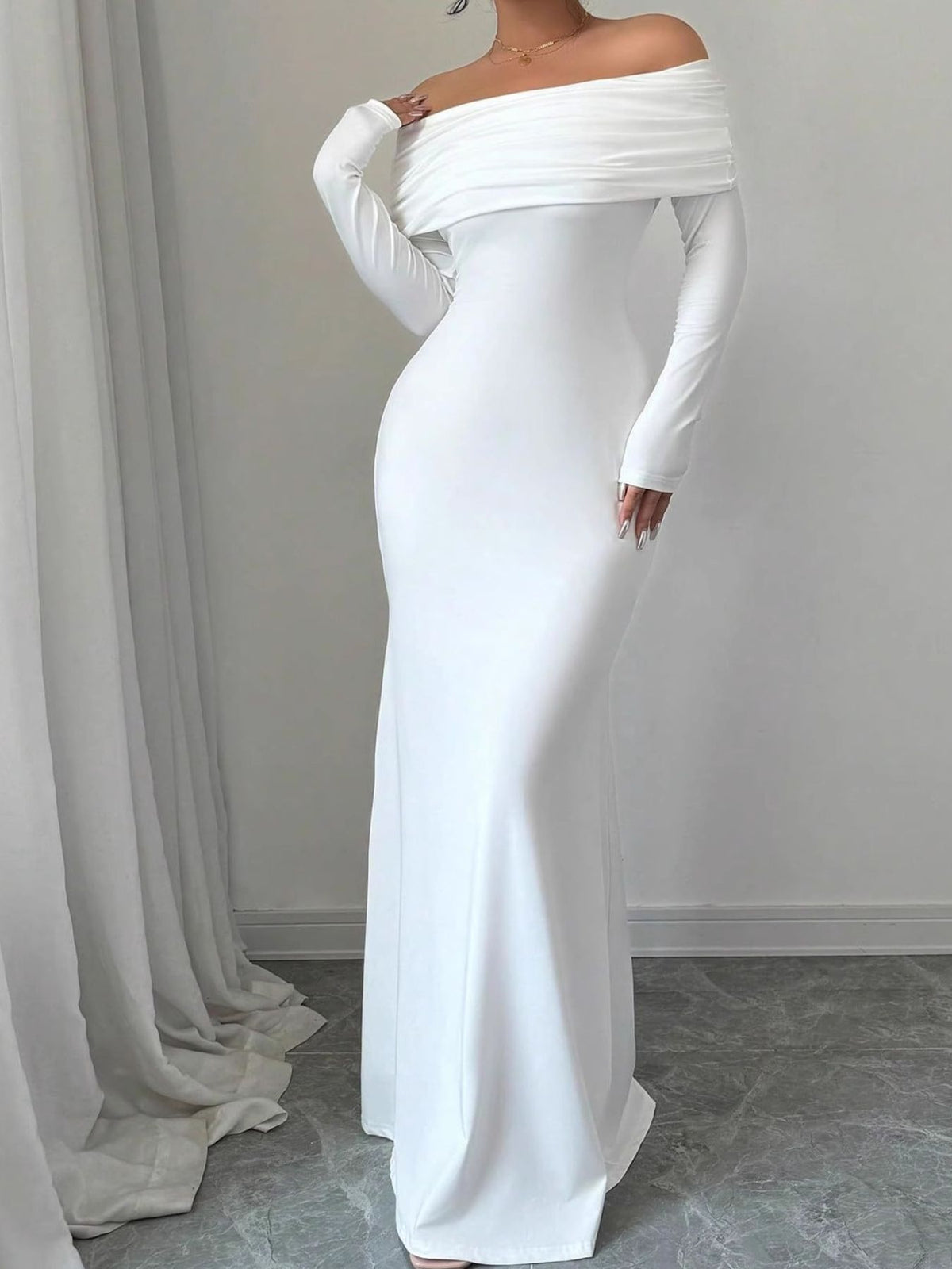 Off-Shoulder Cutout Bodycon Maxi Dress