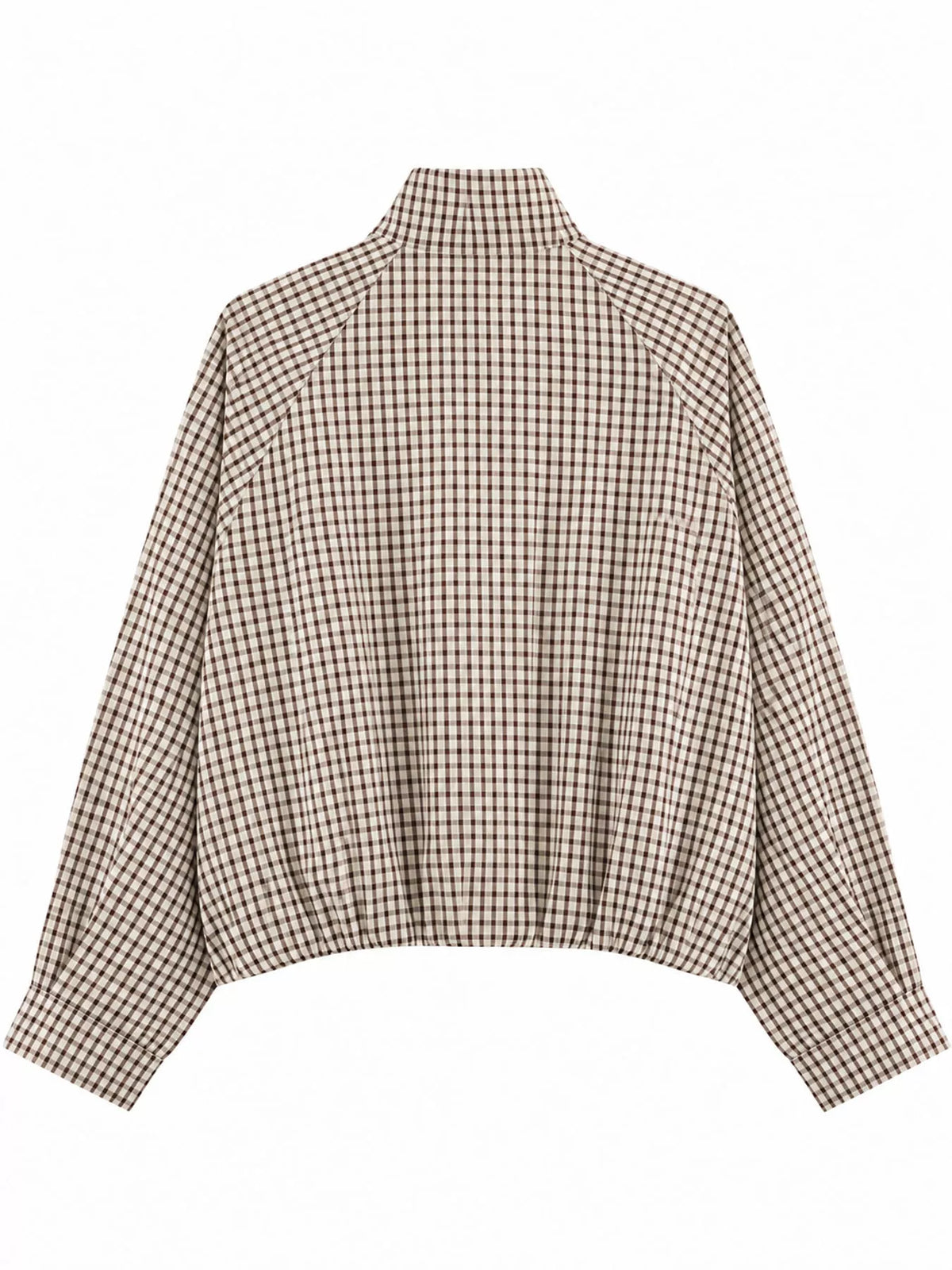 Plaid Stand-Collar Cropped Jacket