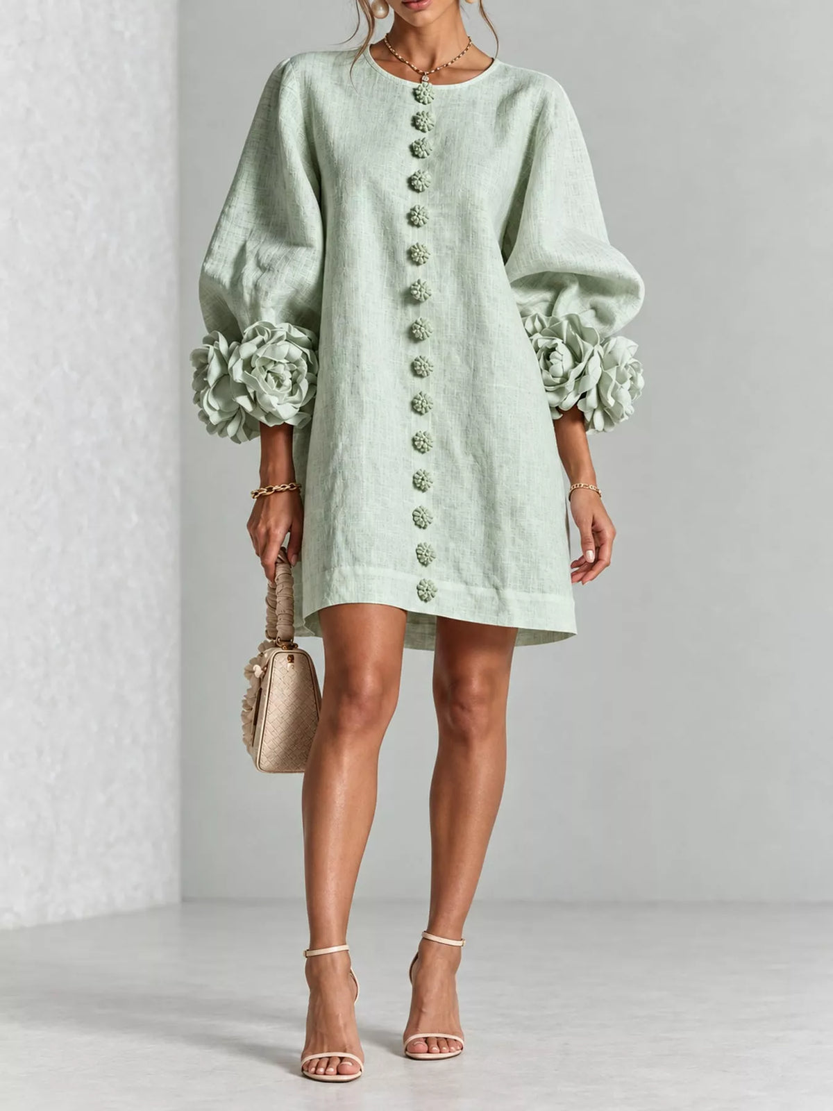 3D Floral Applique Mini Dress
