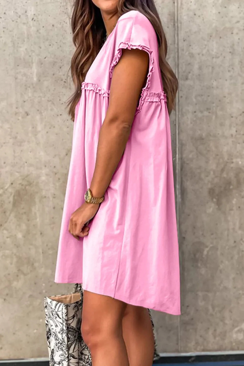 Frill Short Sleeve Mini Dress
