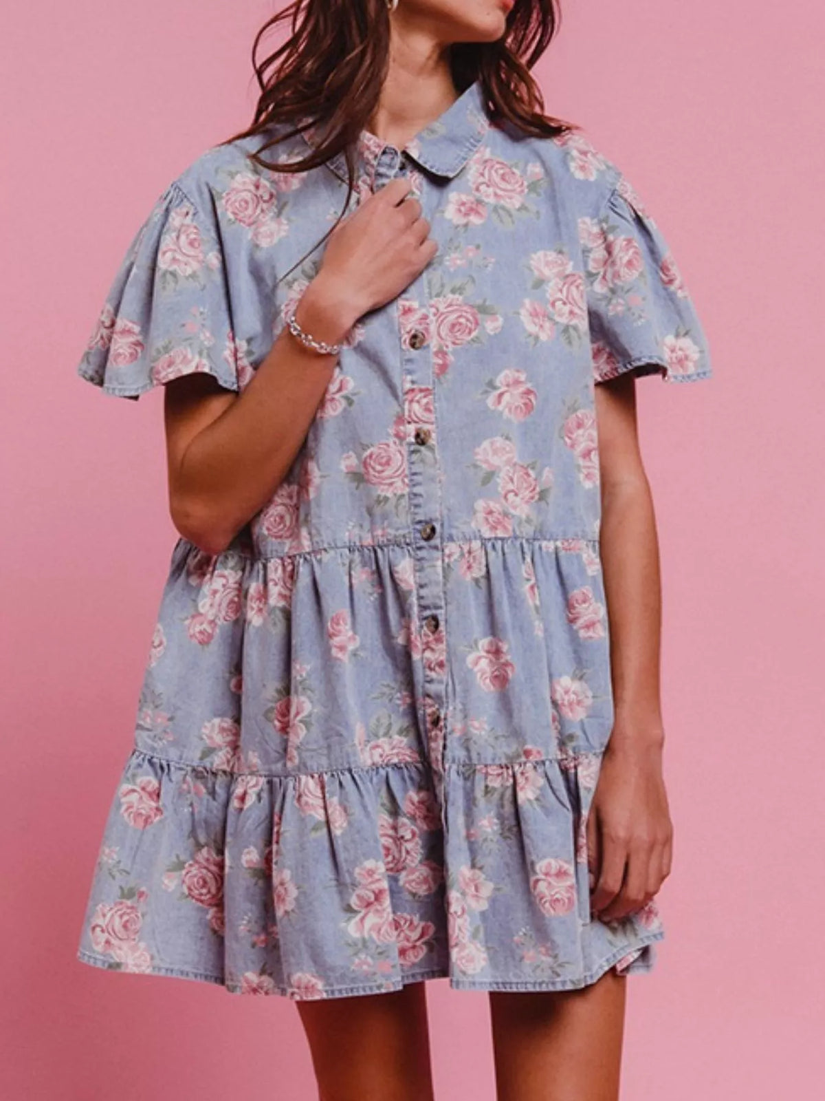 Floral Print Tiered Mini Dress