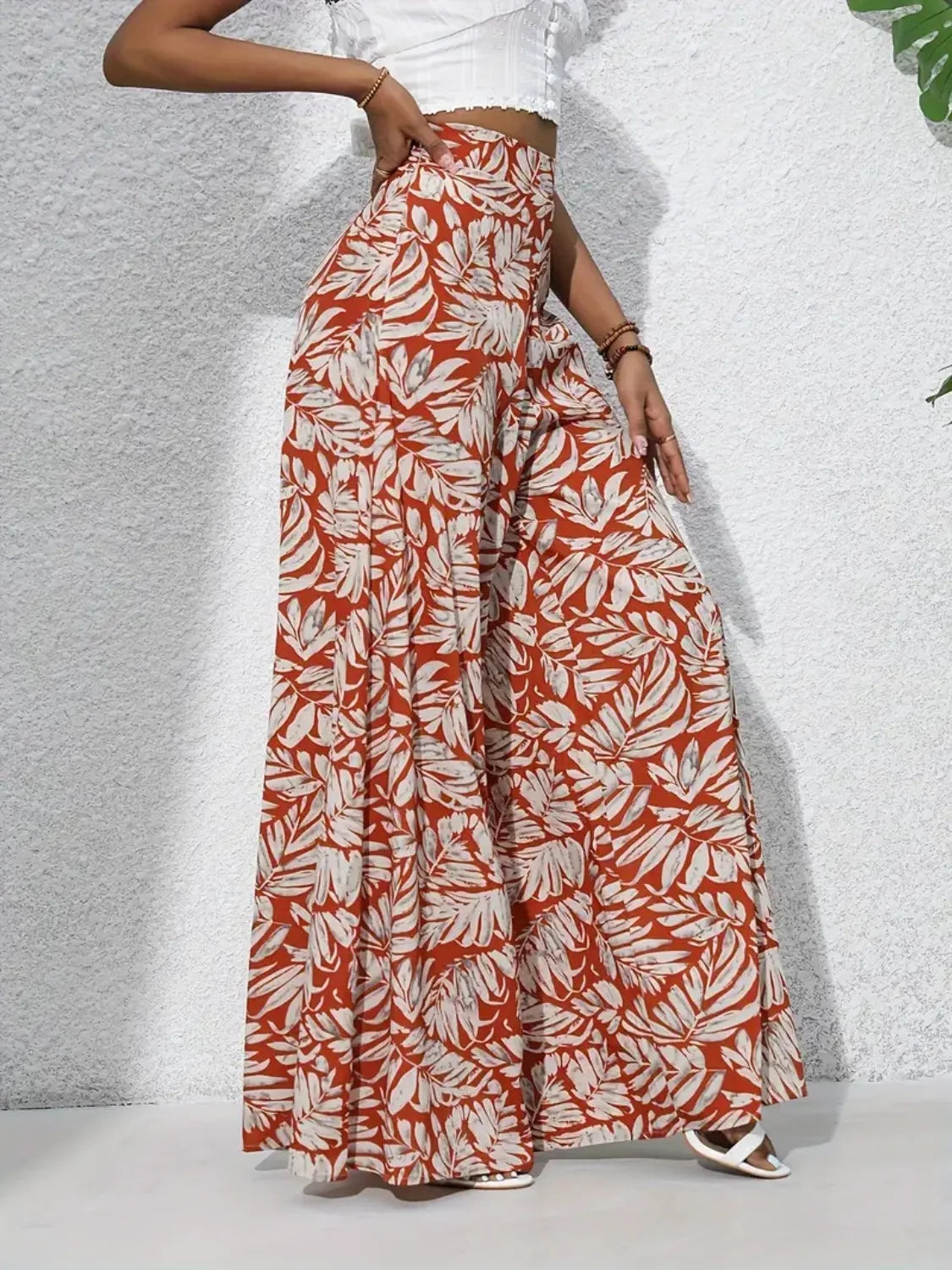 Printed High-Waist Wide Leg Pants