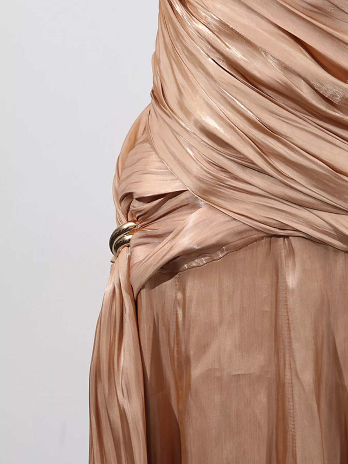 Ruched Halter Maxi Dress in Champagne