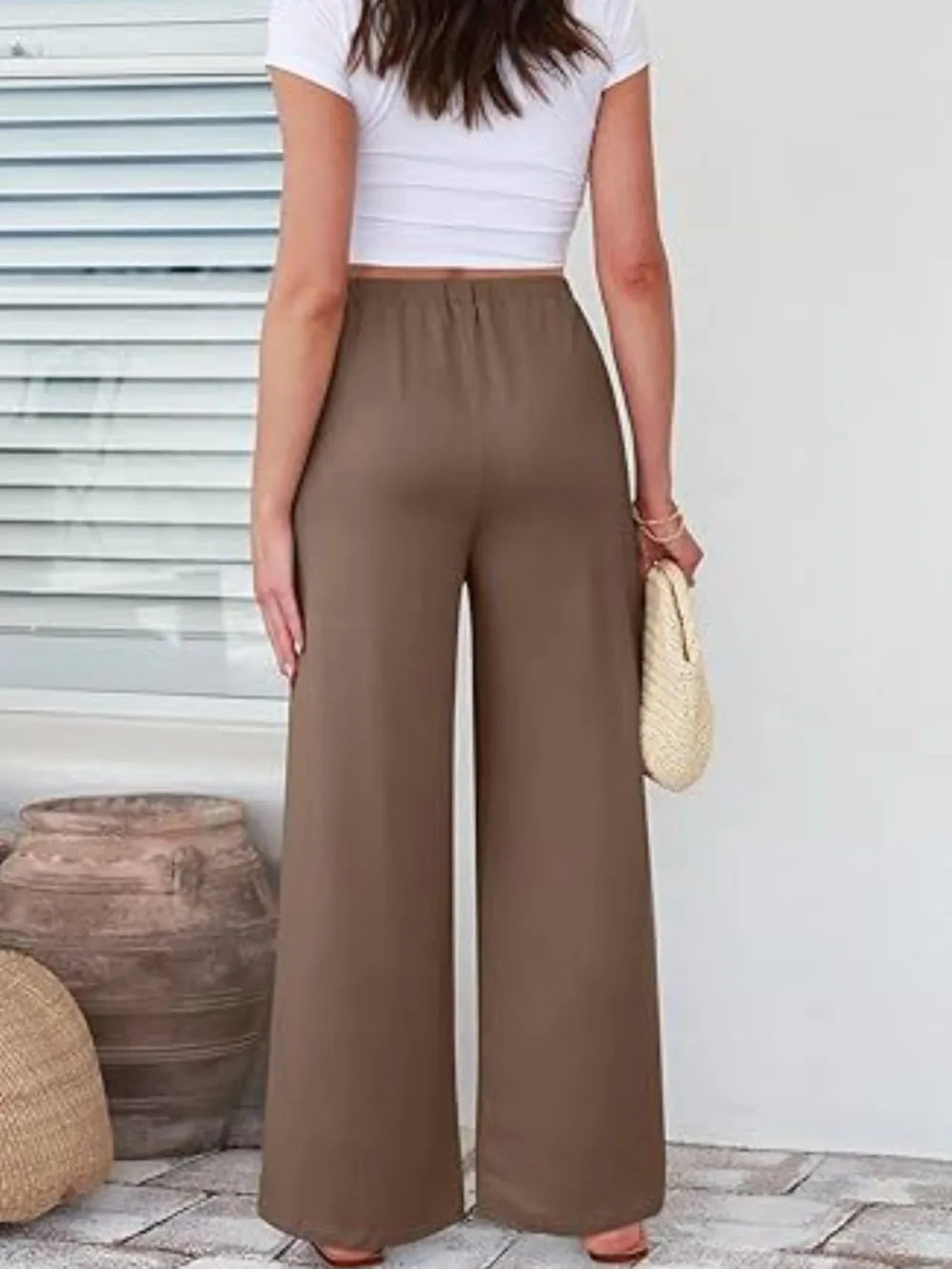 Elastic-Waist Wide-Leg Pants by K&L