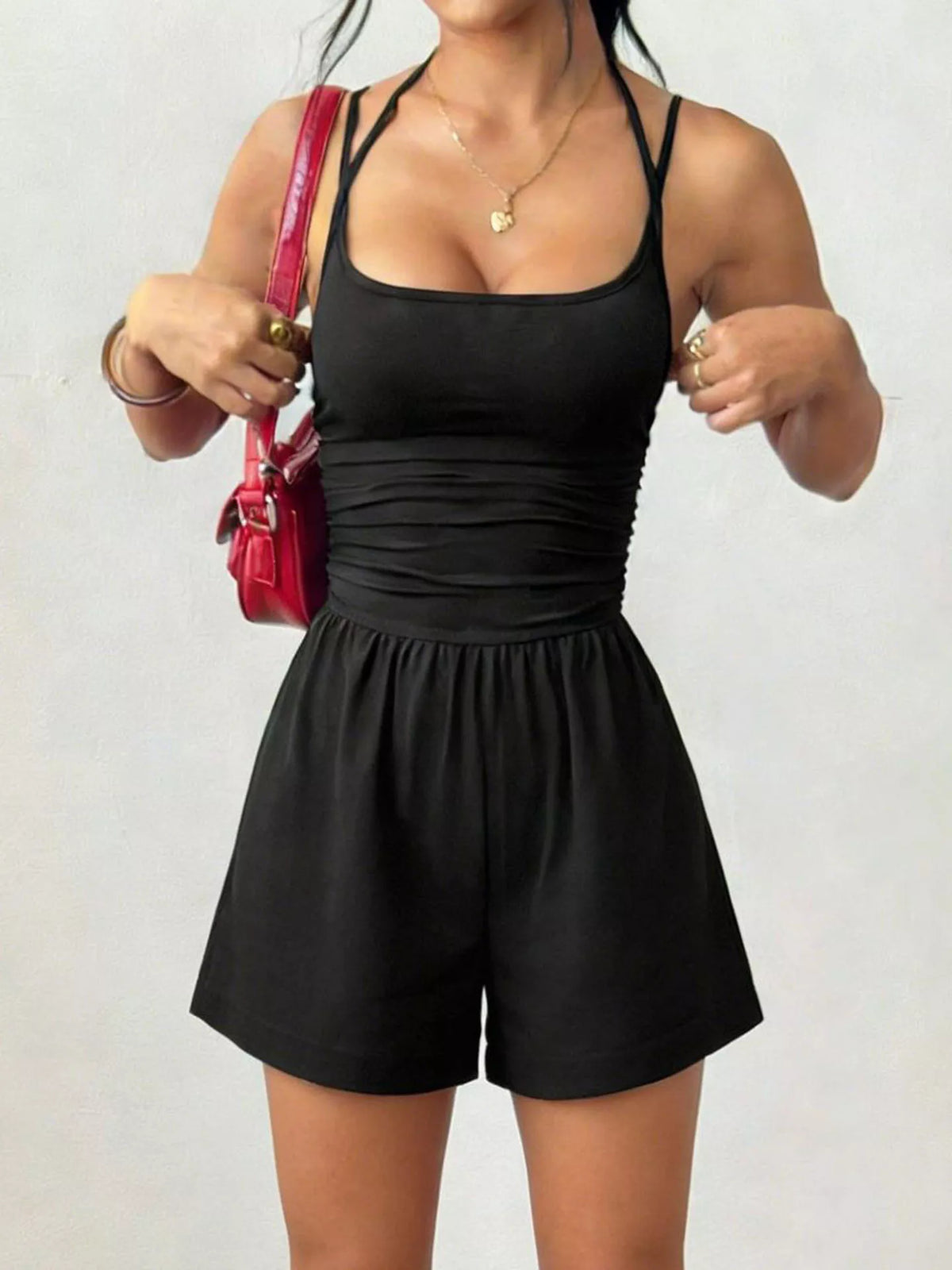 Ruched Spaghetti Strap Romper