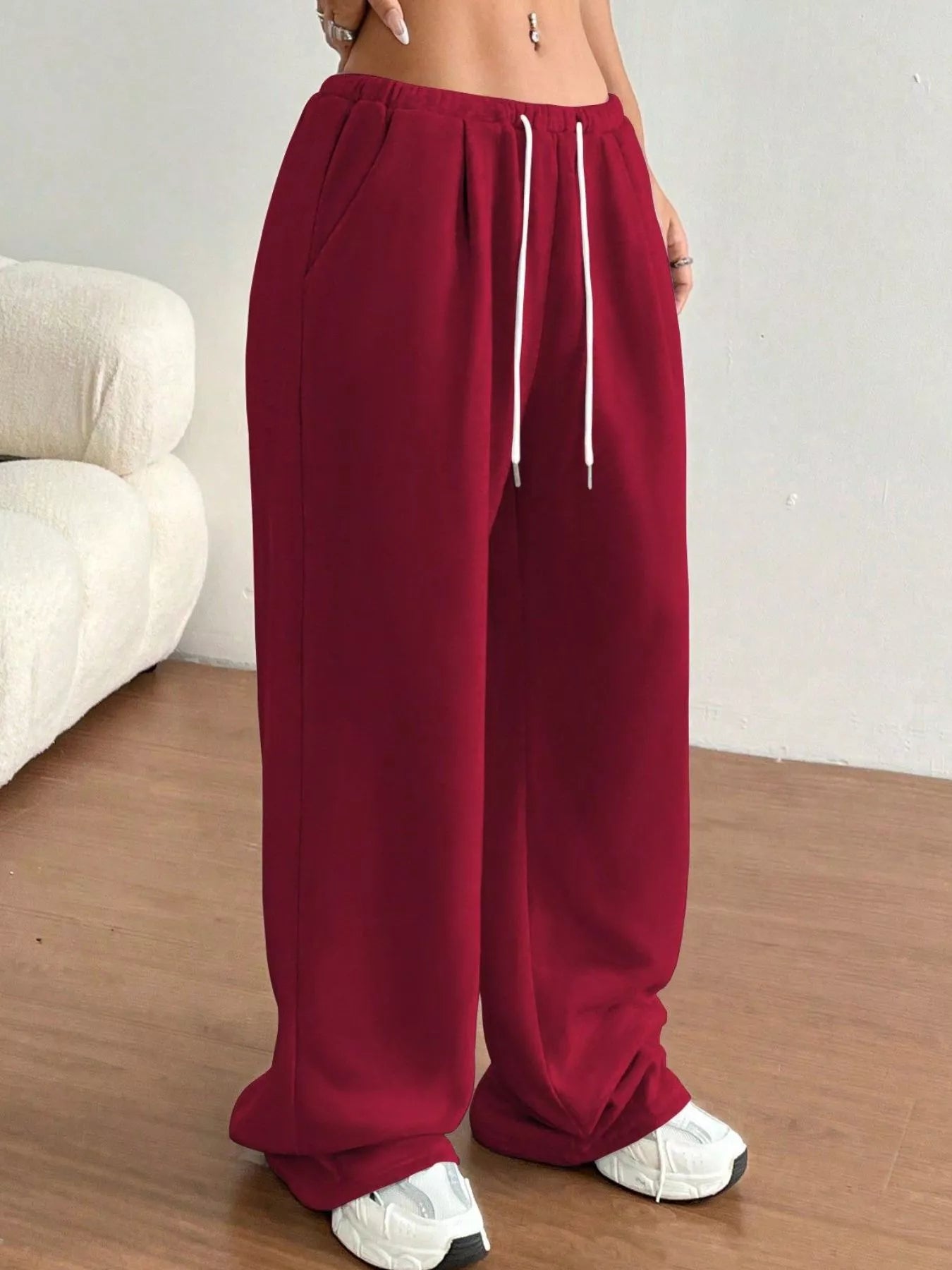 Casual Drawstring High Waist Wide Leg Sweatpants