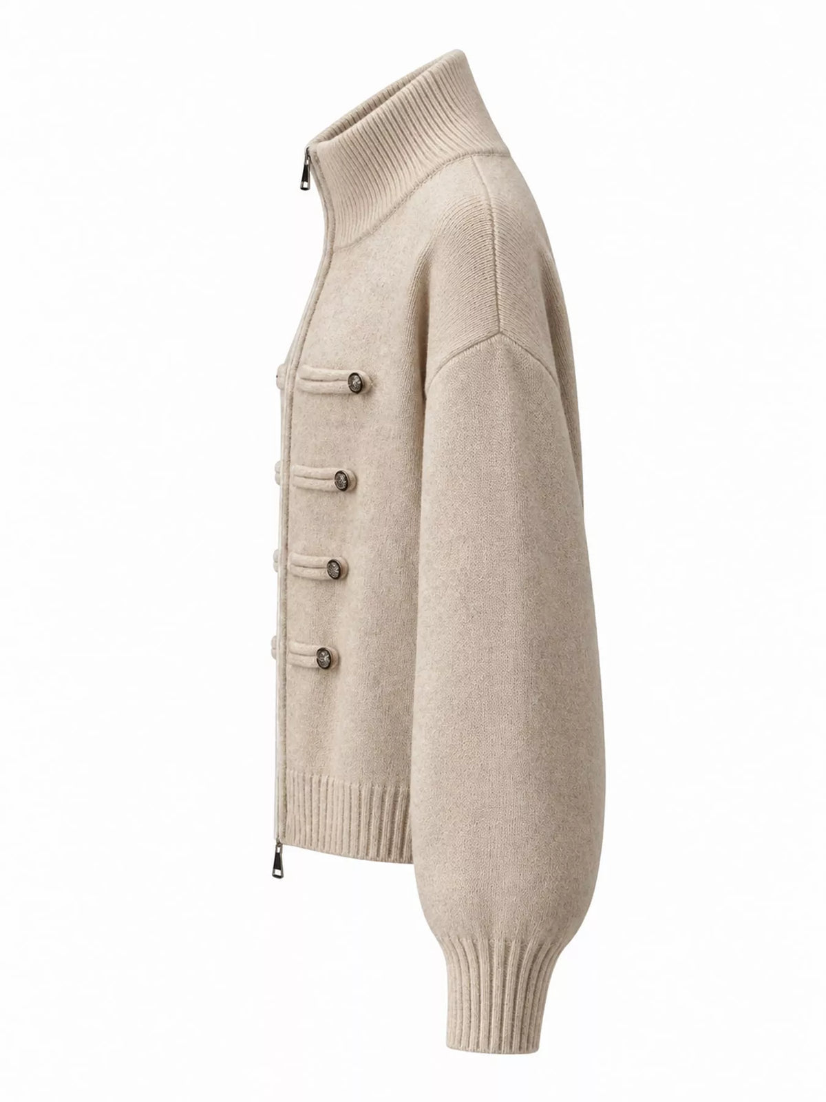 Turtleneck Zip-Up Cardigan