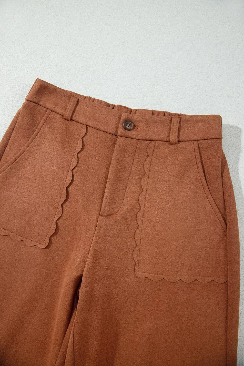 Scalloped Pocket Pants in Caramel