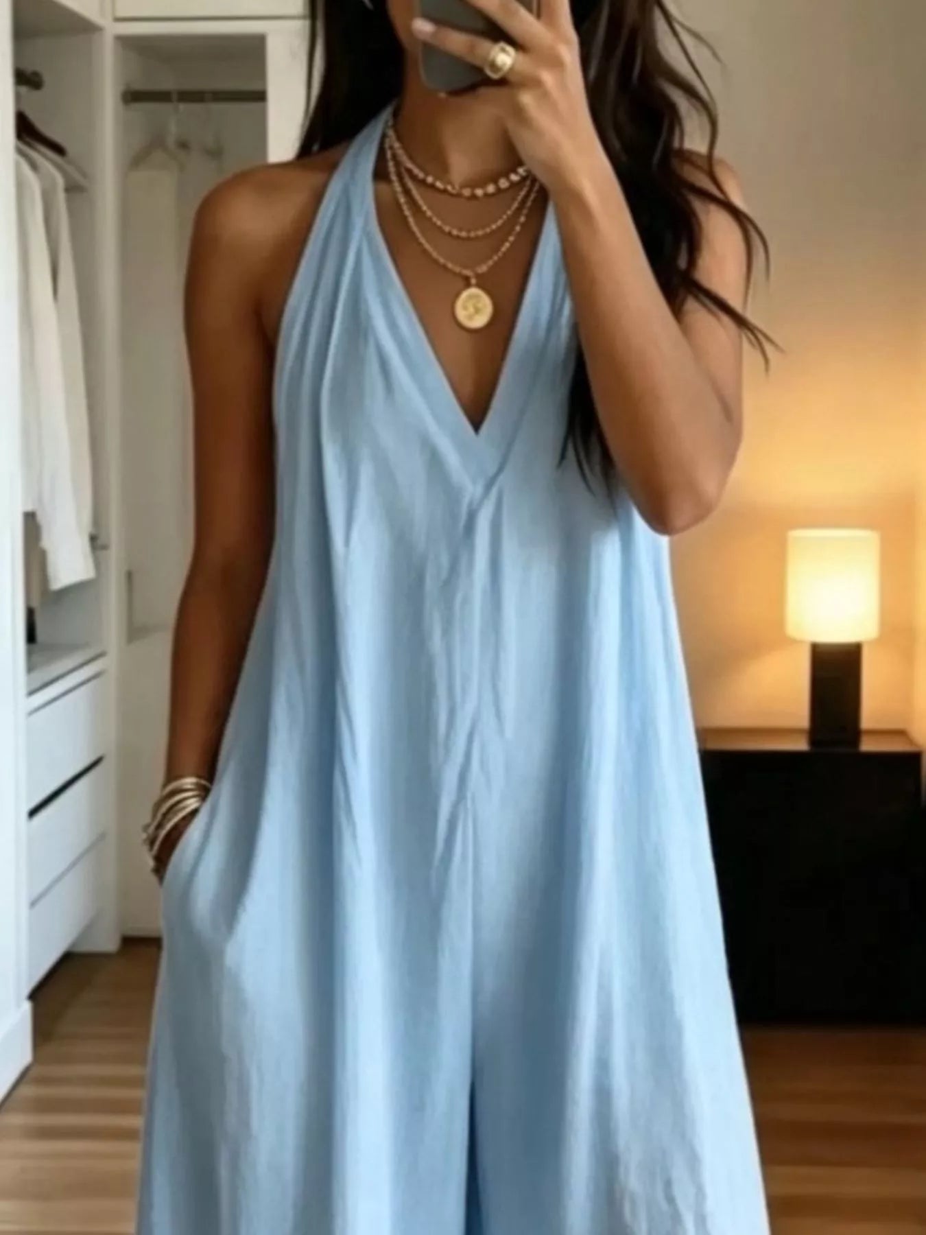 Halter Neck Wide Leg Jumpsuit
