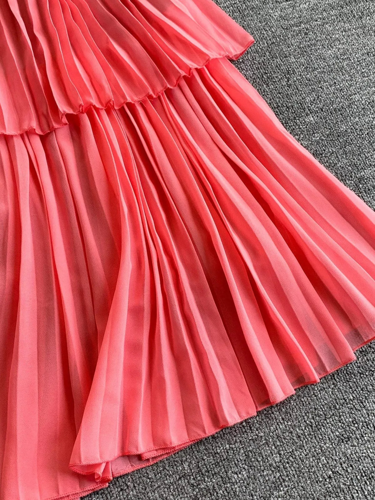 Pleated Layered Midi Dress