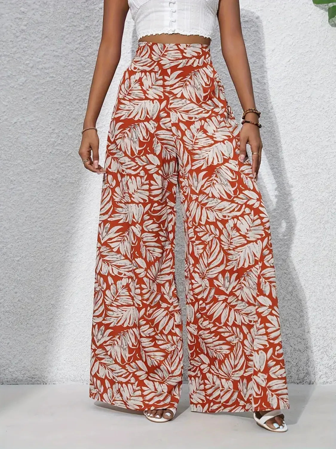 Printed High-Waist Wide Leg Pants