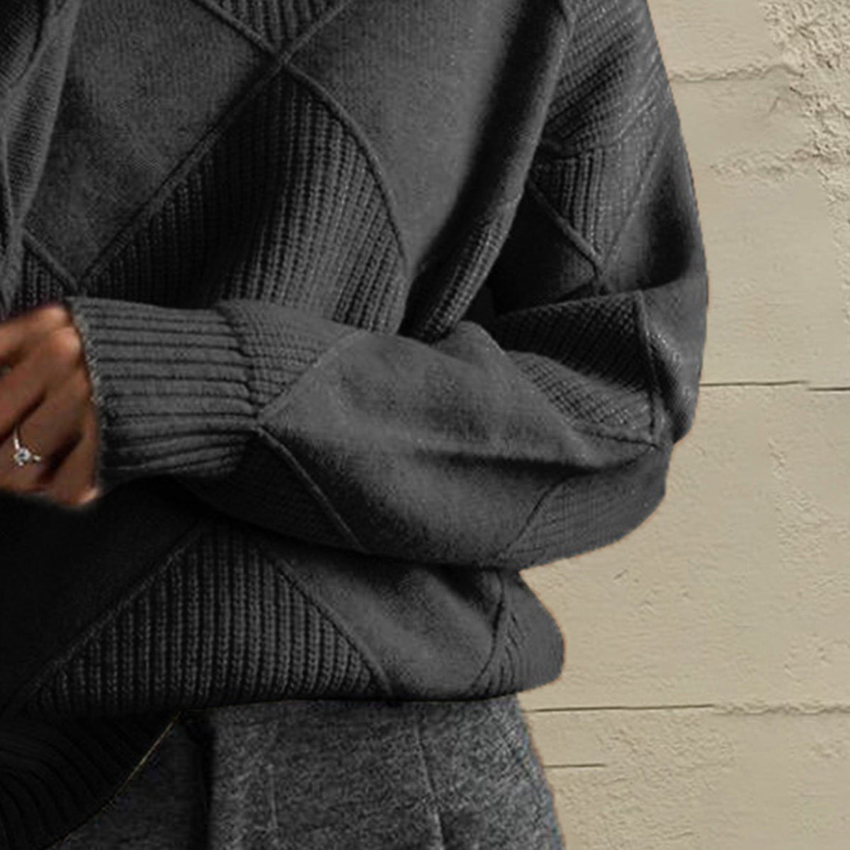 Geometric Turtleneck Sweater