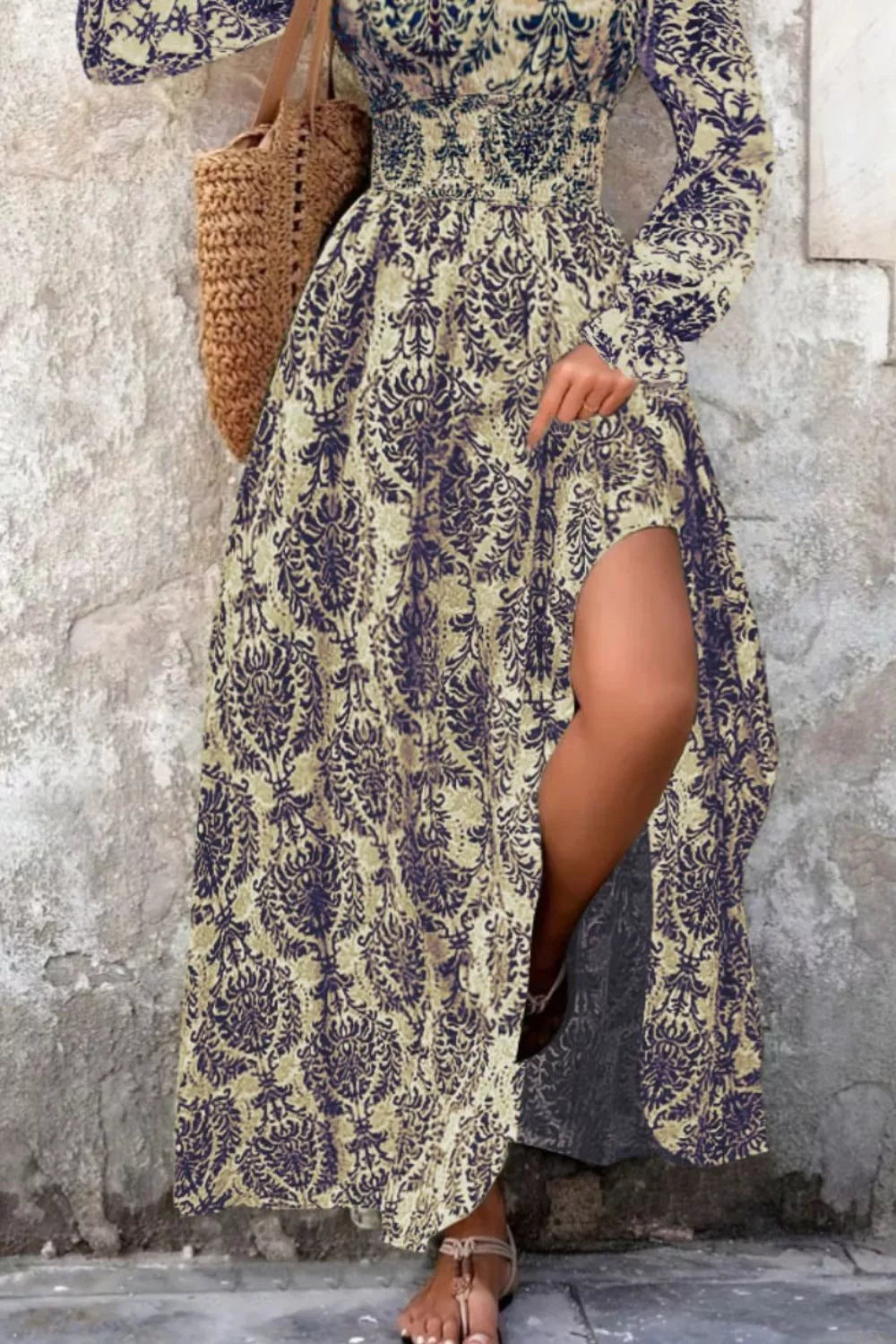 Long Sleeve V-Neck Maxi Dress