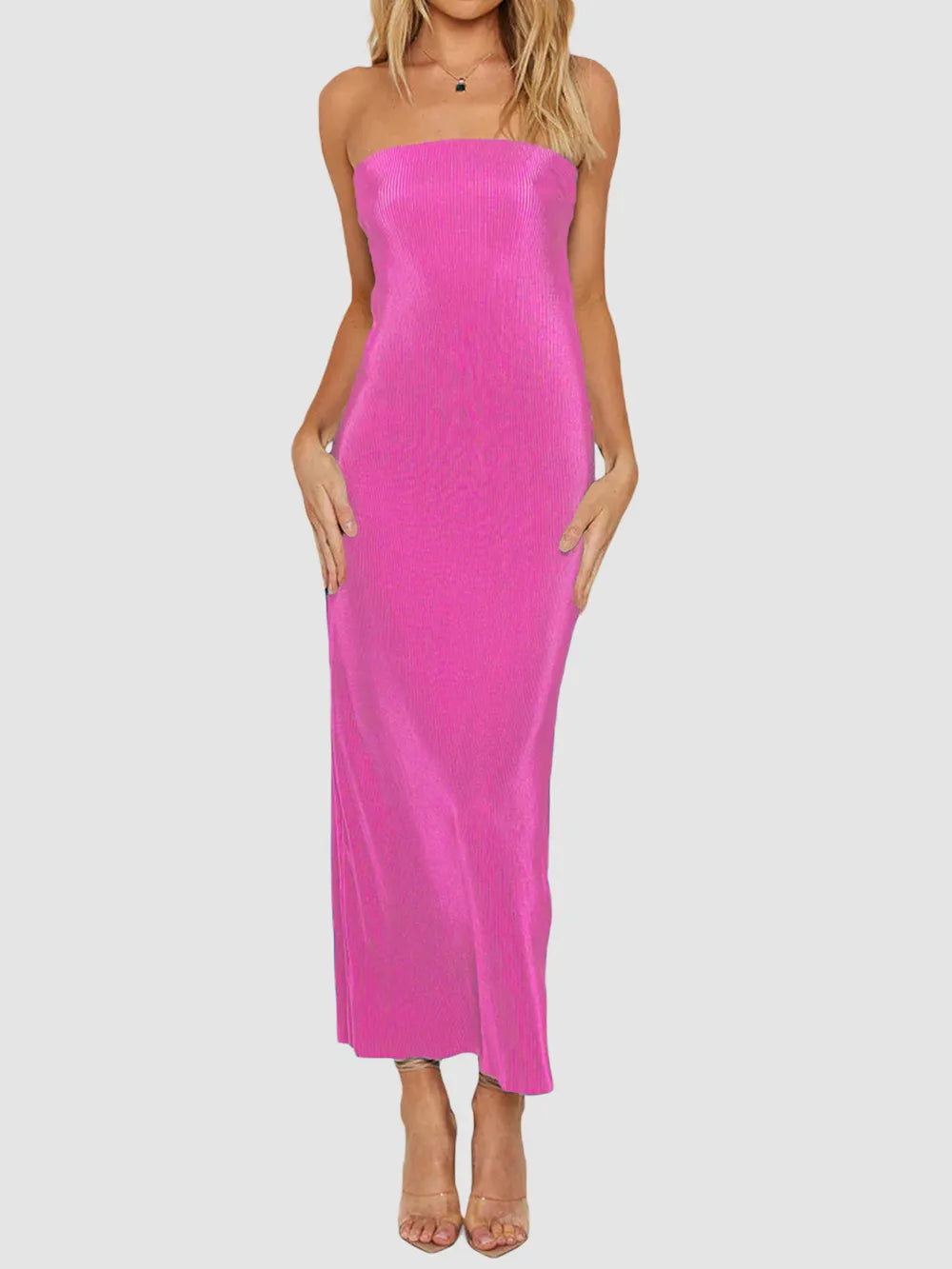 Lace-Up Back Tube Maxi Dress by Mystique Q