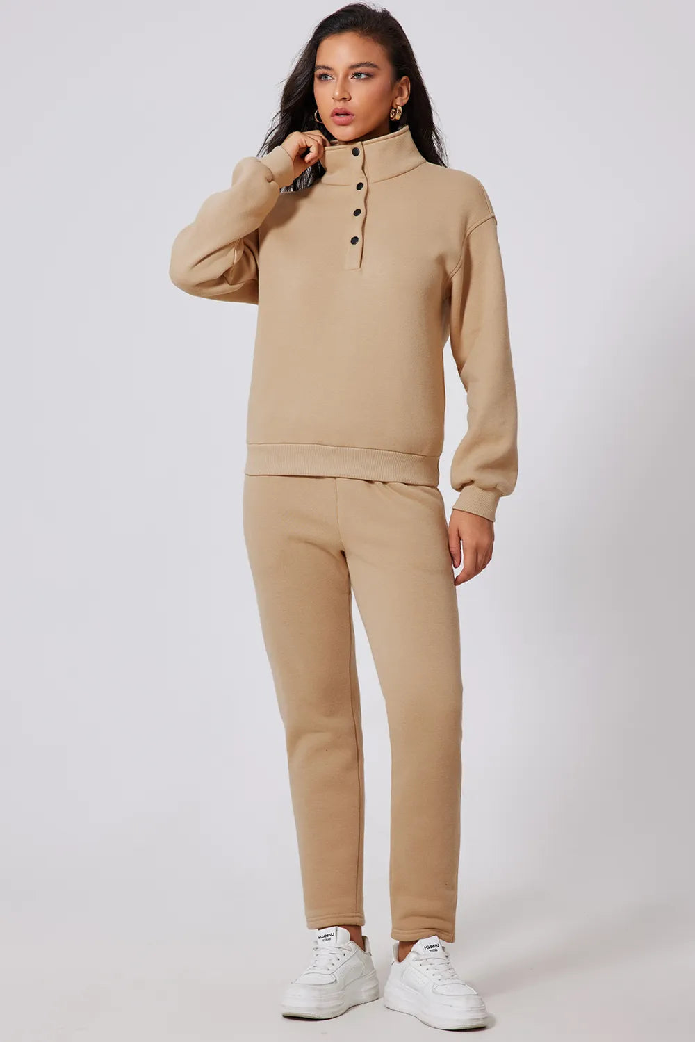 Half Snap Turtleneck Active Set in Dust Storm