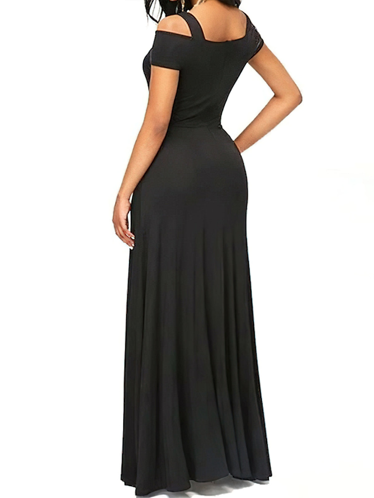 Off-Shoulder Cutout Slit Maxi Dress
